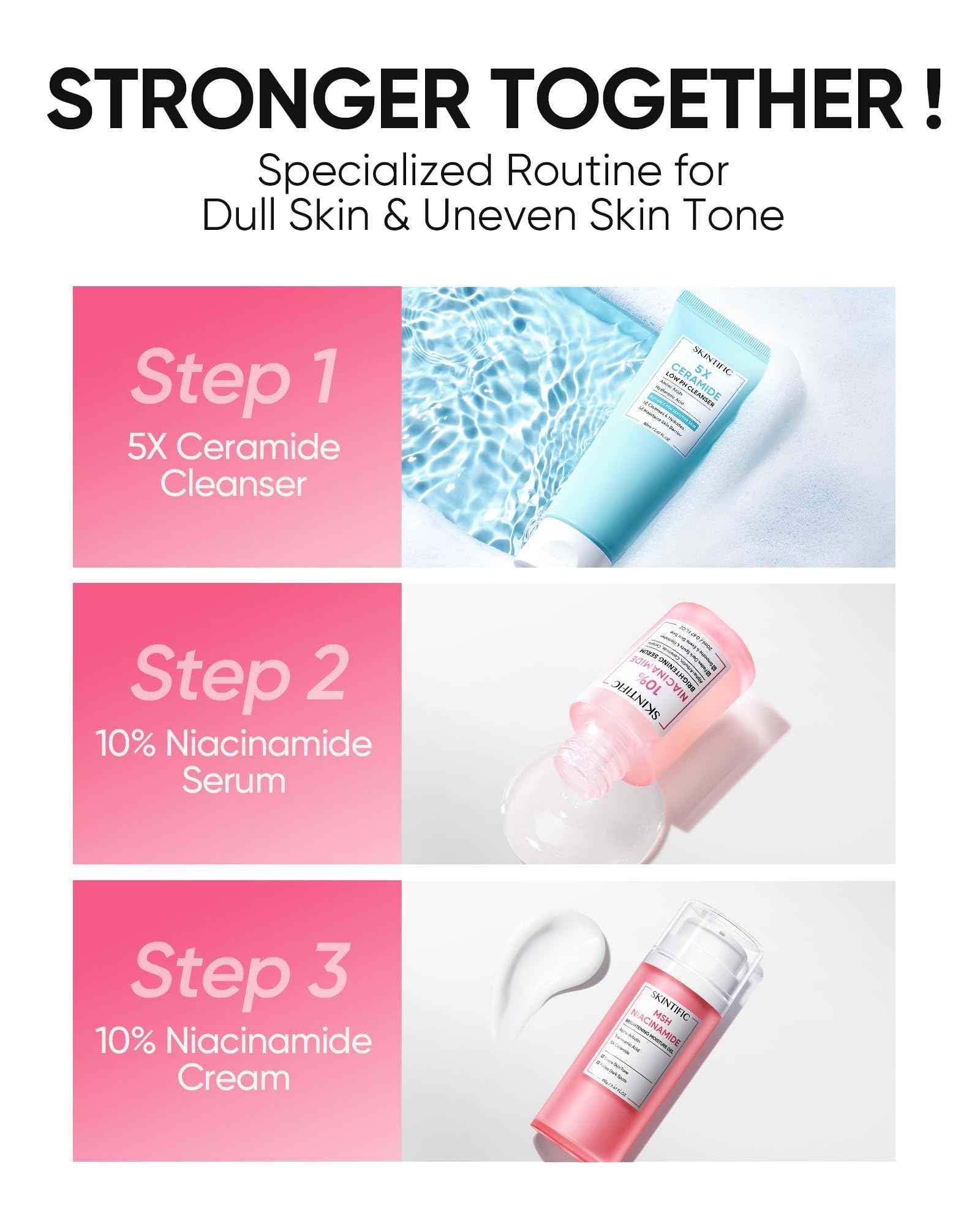 SKINTIFIC MSH Niacinamide Brightening Cream,Fades Dark Spots, Evens Skin Tone, Tranexamic Acid, α-Arbutin, 5X Ceramides, Centella Asiatica, Suitable for Oil skin, 2.67 oz / 80g