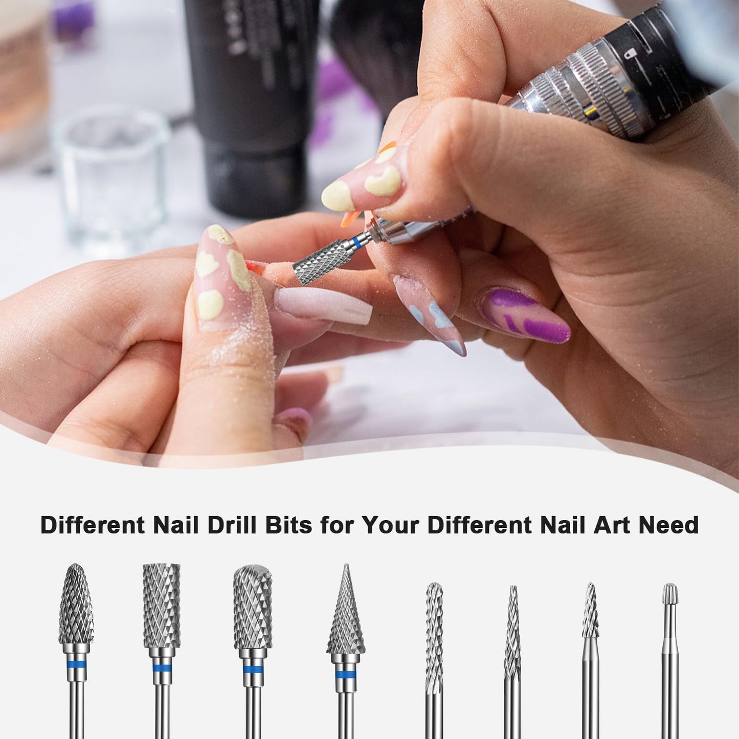 Lermende Nail Bits Drill/Cuticle Bits for Nail Drill - 3/32 Inch Tungsten Nail Drill Bits for Acrylic Nails（2pcs）