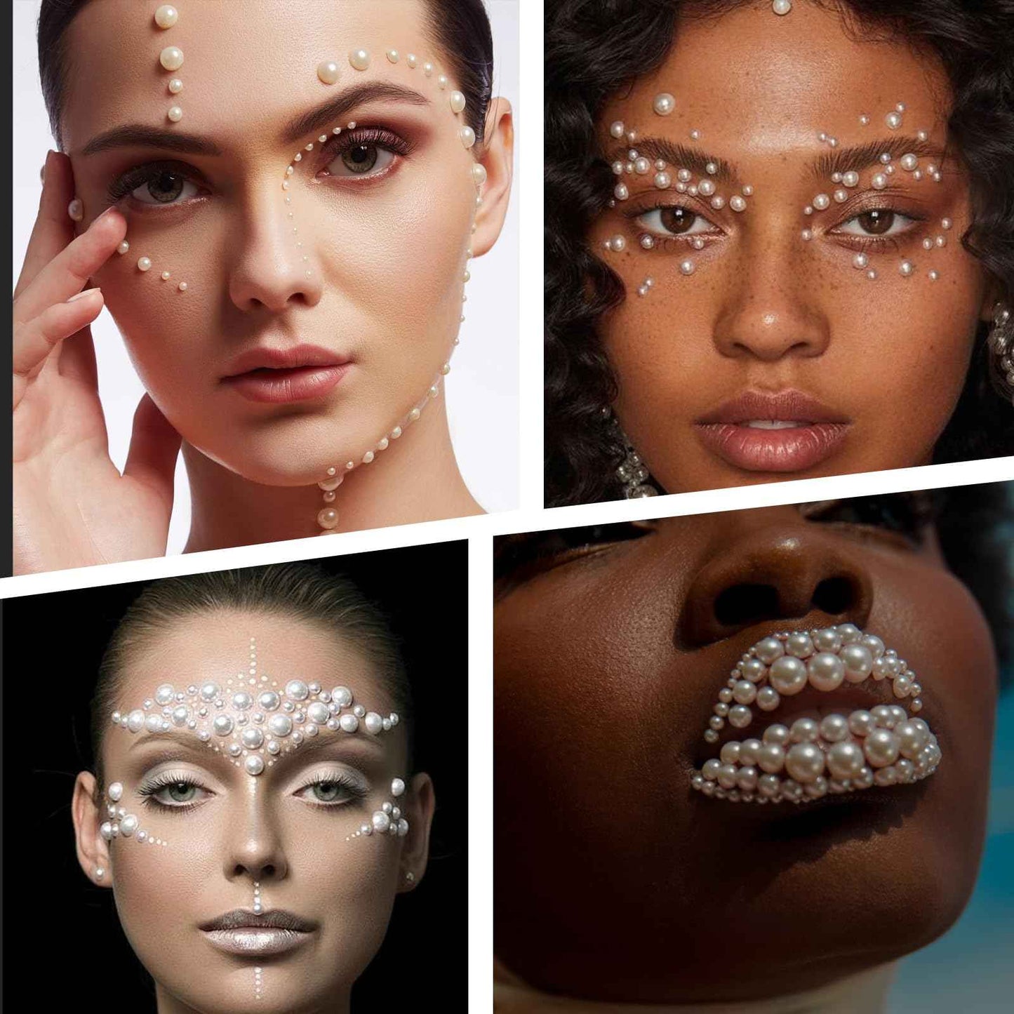 Pearl Stickers for Hair Decoration, Self-Adhesive Gems, 3-6mm White Jewels, Face Body Nail Art Craft (1320)