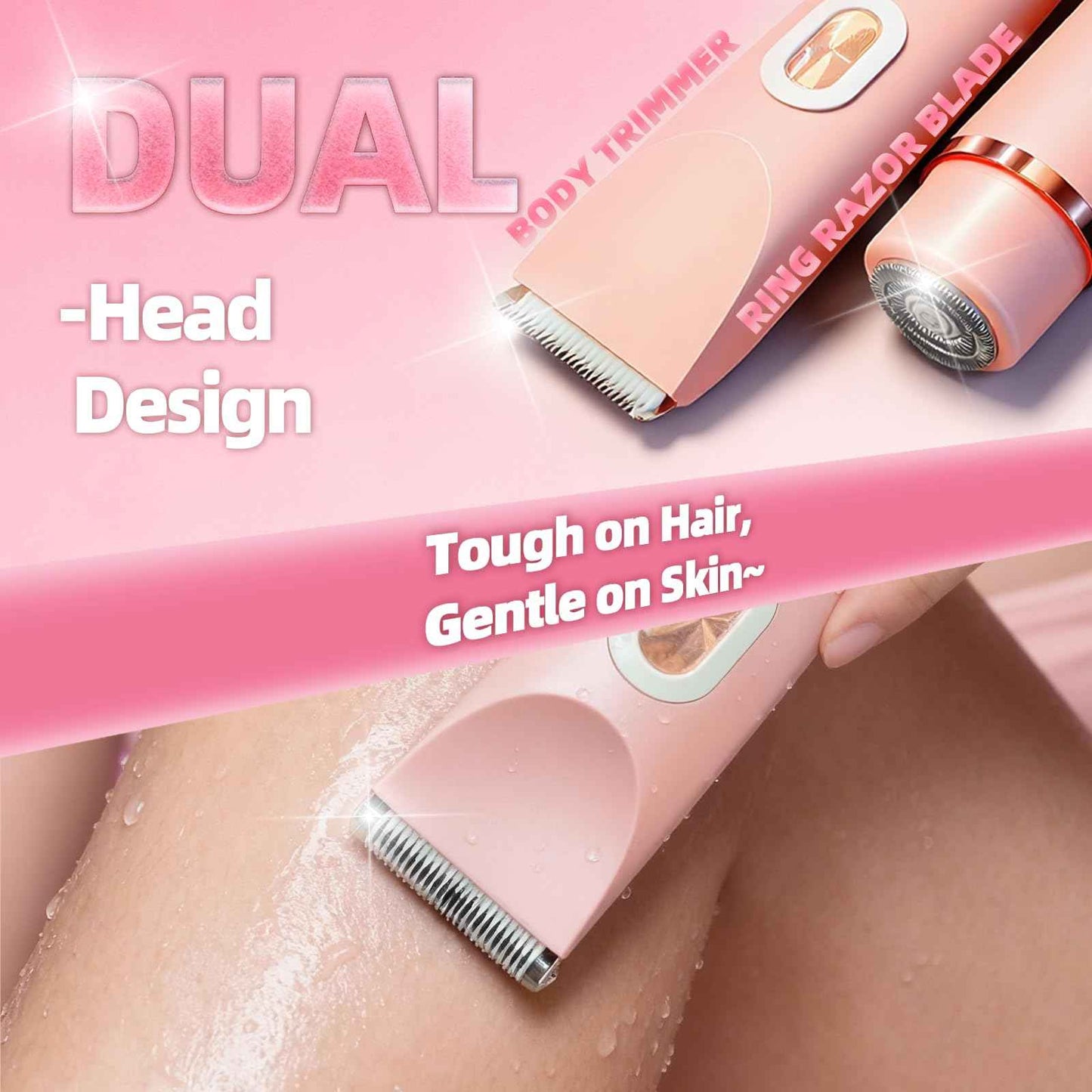 VELOZ Bikini Trimmer for Women Dual Head - IPX7 Waterproof & Painless Electric Razors for Women Bikini Line, Legs, Underarms, Face - Portable Cordless Shaver | Ideal Christmas Gift for Her