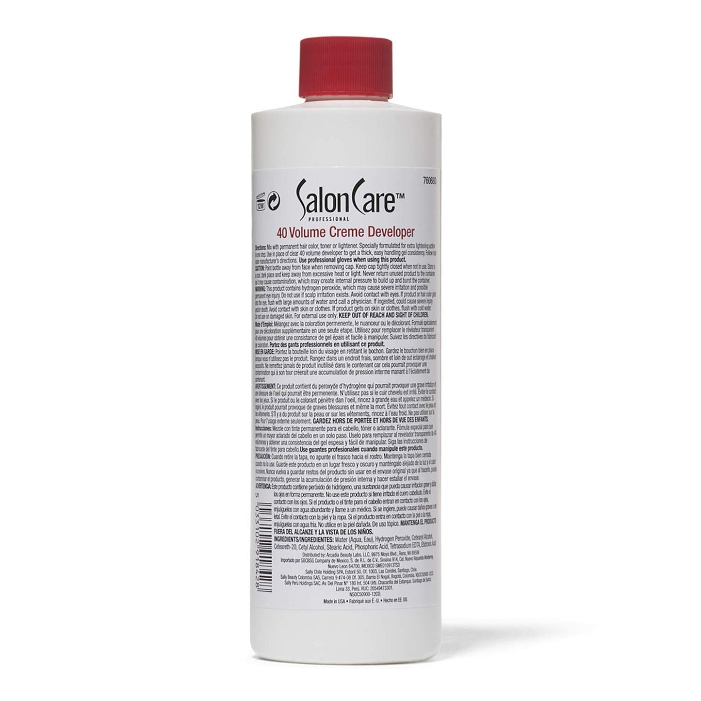 Salon Care 40 Volume Crème Developer, Maximum Lift Formula, 16 oz.