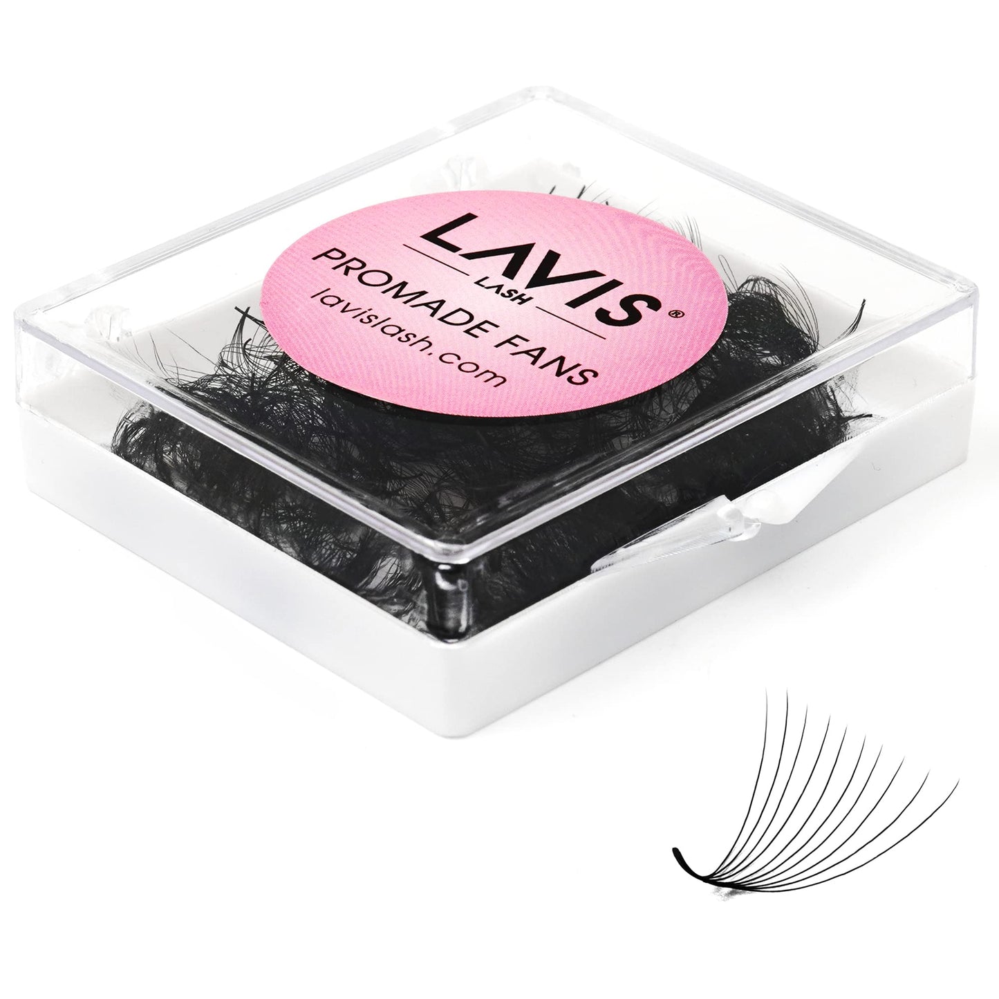 LAVISLASH 500 Promade Fans Eyelash Extension | Handmade Loose Volume Lash | Mutiple Options 3D-8D/10D/12D/14D/16D Fans | 0.03/0.05/0.07mm Thickness | C/CC/D Curl | 8-16mm Length(10D-0.05-C-14mm)