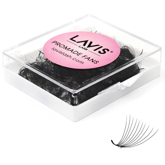 LAVISLASH 500 Promade Fans Eyelash Extension | Handmade Loose Volume Lash | Mutiple Options 3D-8D/10D/12D/14D/16D Fans | 0.03/0.05/0.07mm Thickness | C/CC/D Curl | 8-16mm Length(10D-0.05-D-11mm)