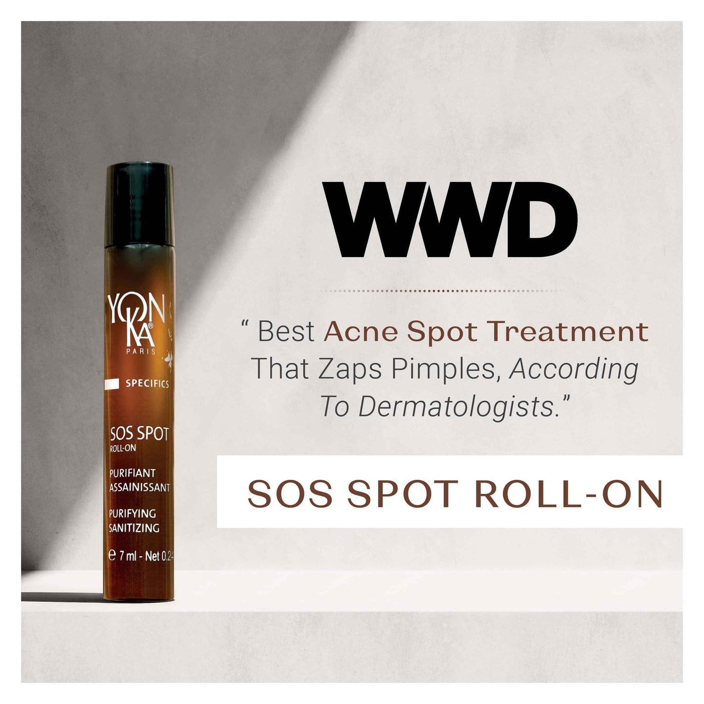Yon-Ka SOS Spot Acne Treatment | Roll On Natural Lactic Acid to Clear Breakouts | 0.24 fl oz