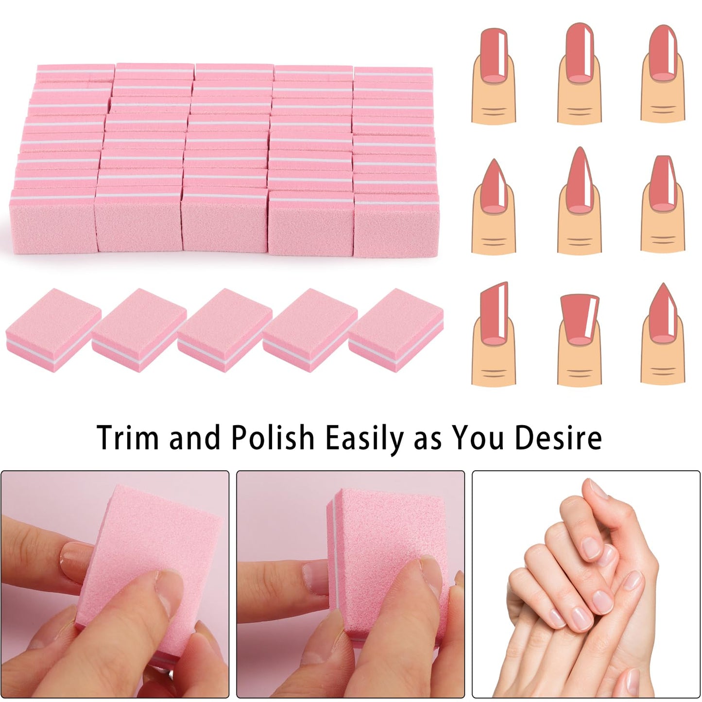 102pcs Toe Separators Set - Premium Pedicure Tool 52Pcs Super Soft Pedicure Toe Separator- 50Pcs Mini Nail Buffer Block File 80/100 Grit 2 Sided