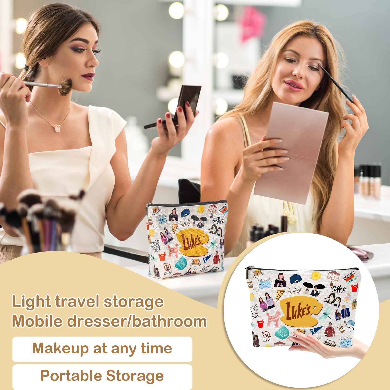 wooyuan Gilmore Makeup Bag, TV Show Merchandise Fans Gifts, Luker's Dinner Inspired Presents, Cosmetic Toiletry Case with Zipper, Travel Essentials Organizer for Women/Sister/Friend