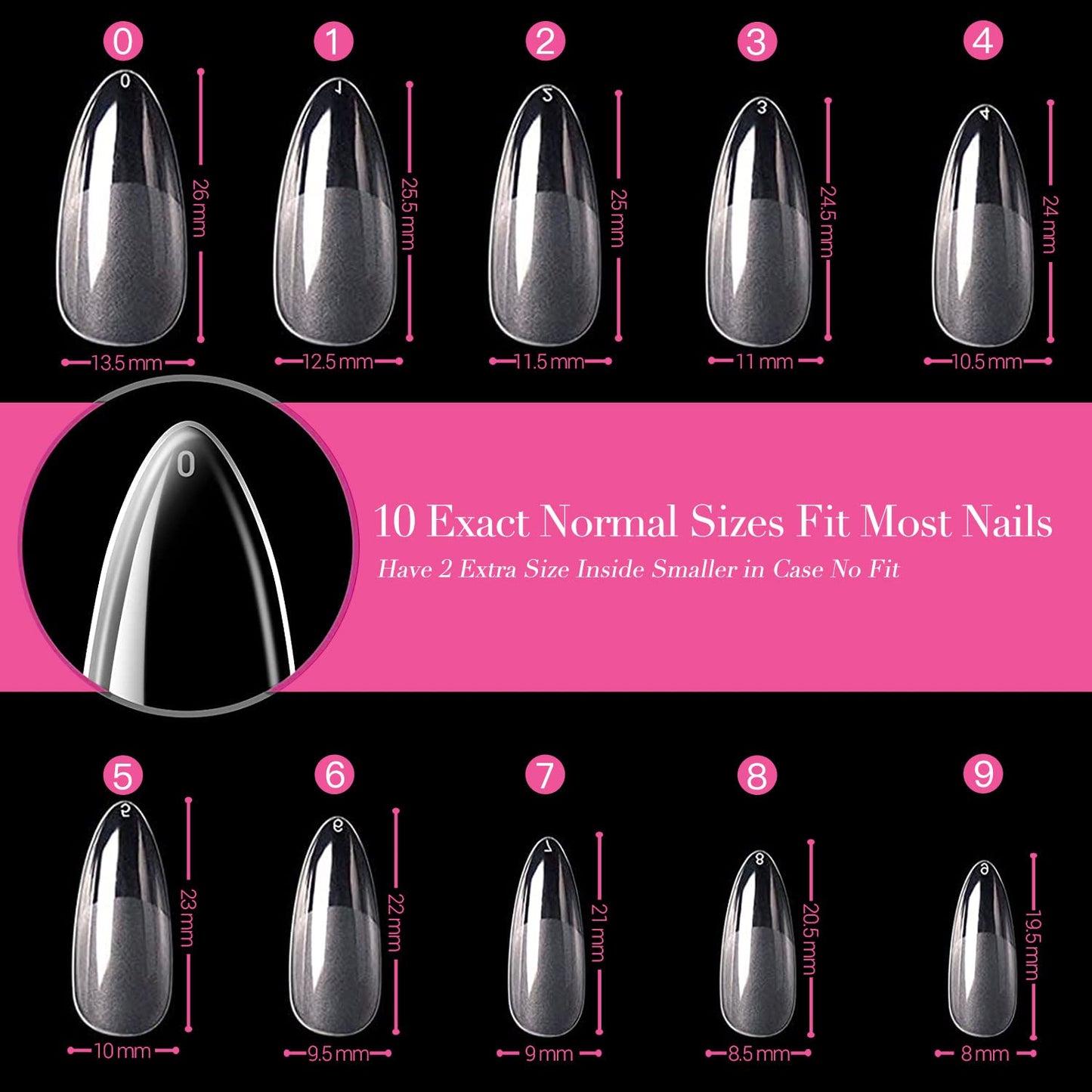 UNA GELLA Full Almond Fake Nails 960pcs Almond Press on Nails Pre-shape Almond Gel Nail Tips for Full Cover Acrylic Almond Nails French False Nails For Nail Extension Nail Art, Home DIY Nail Salon 12