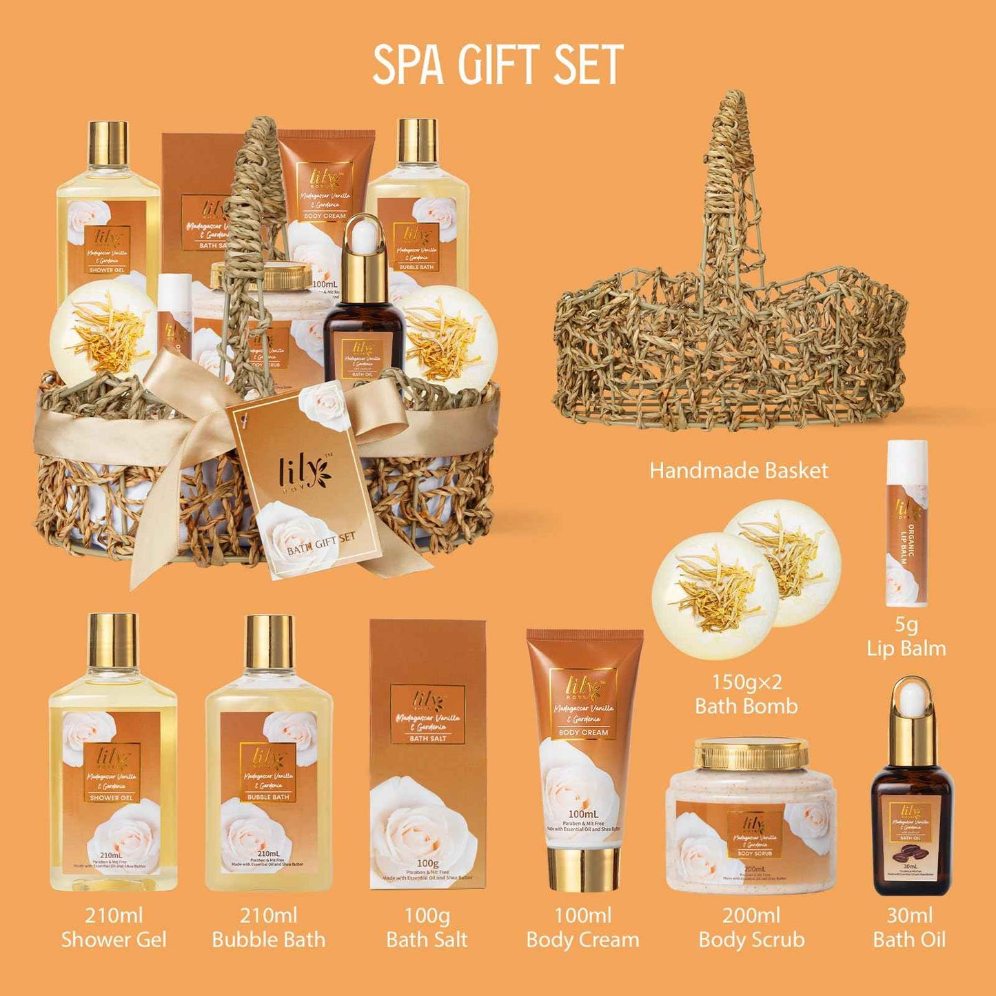 Christmas Gifts for Women - 10-Piece Honey Almond Bath and Body Gift Set for Women Spa Gift Basket Self Care Kit with Bath Bomb | Mothers Day, Birthday Gifts, All Occasion Holiday Present