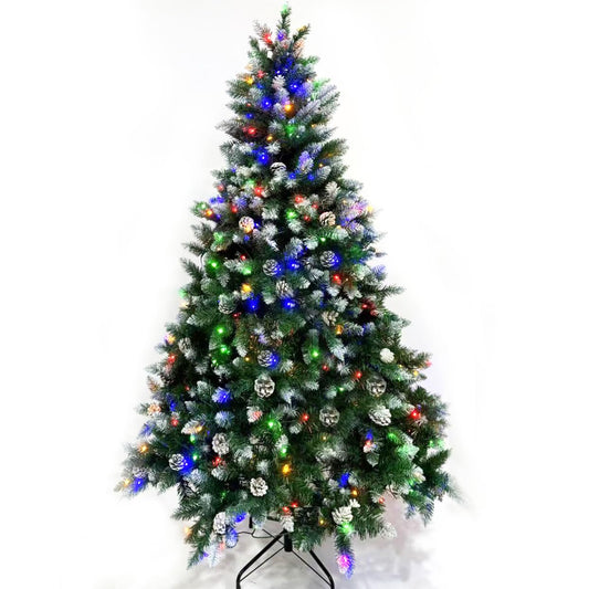 Senjie Artificial Christmas Tree 5/6/7/7.5 Foot Flocked Snow Trees Pine Cone Decoration Unlit(6 Foot Upgrade)