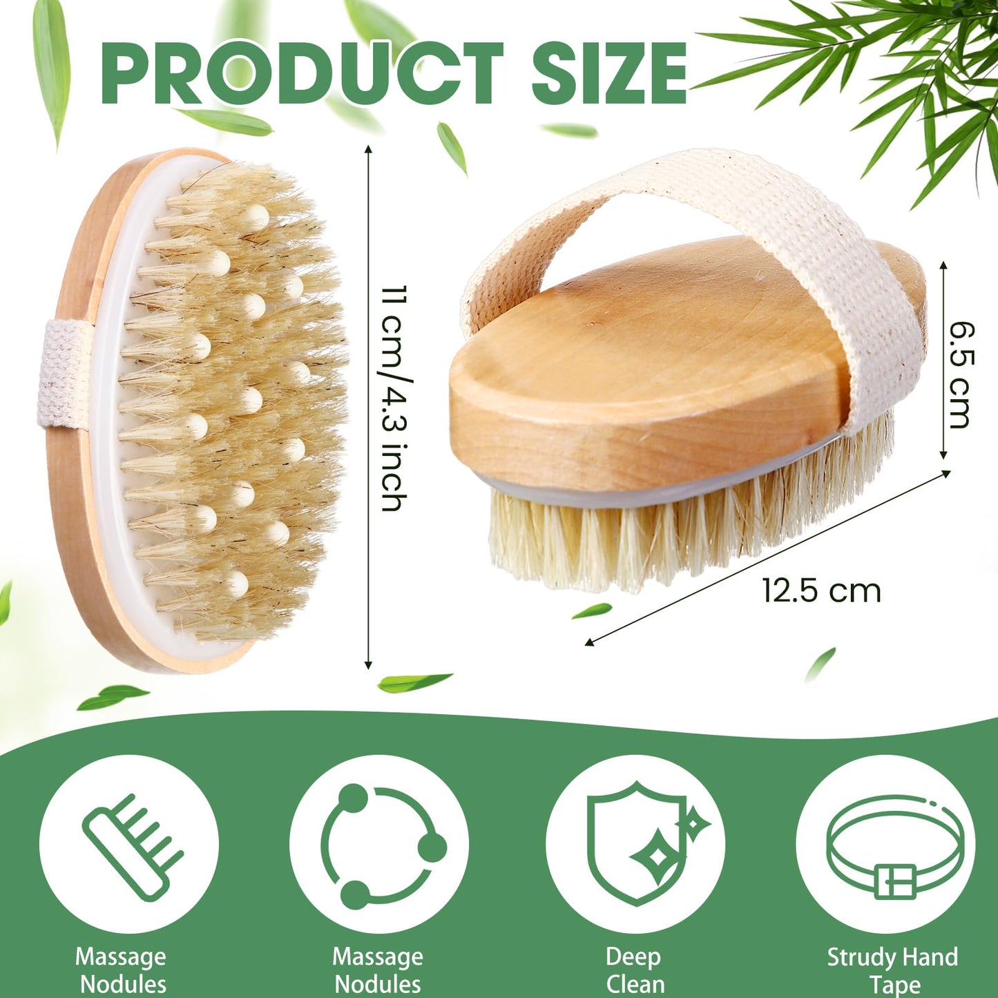 Gejoy 10 Pcs Dry Brushes for Body Dry Brushing Body Brush Exfoliating Brush with Massage Nodule Body Scrubber for Shower Bath Back Circulation Improvement Dead Skin Remove Beauty Exfoliator (Oval)