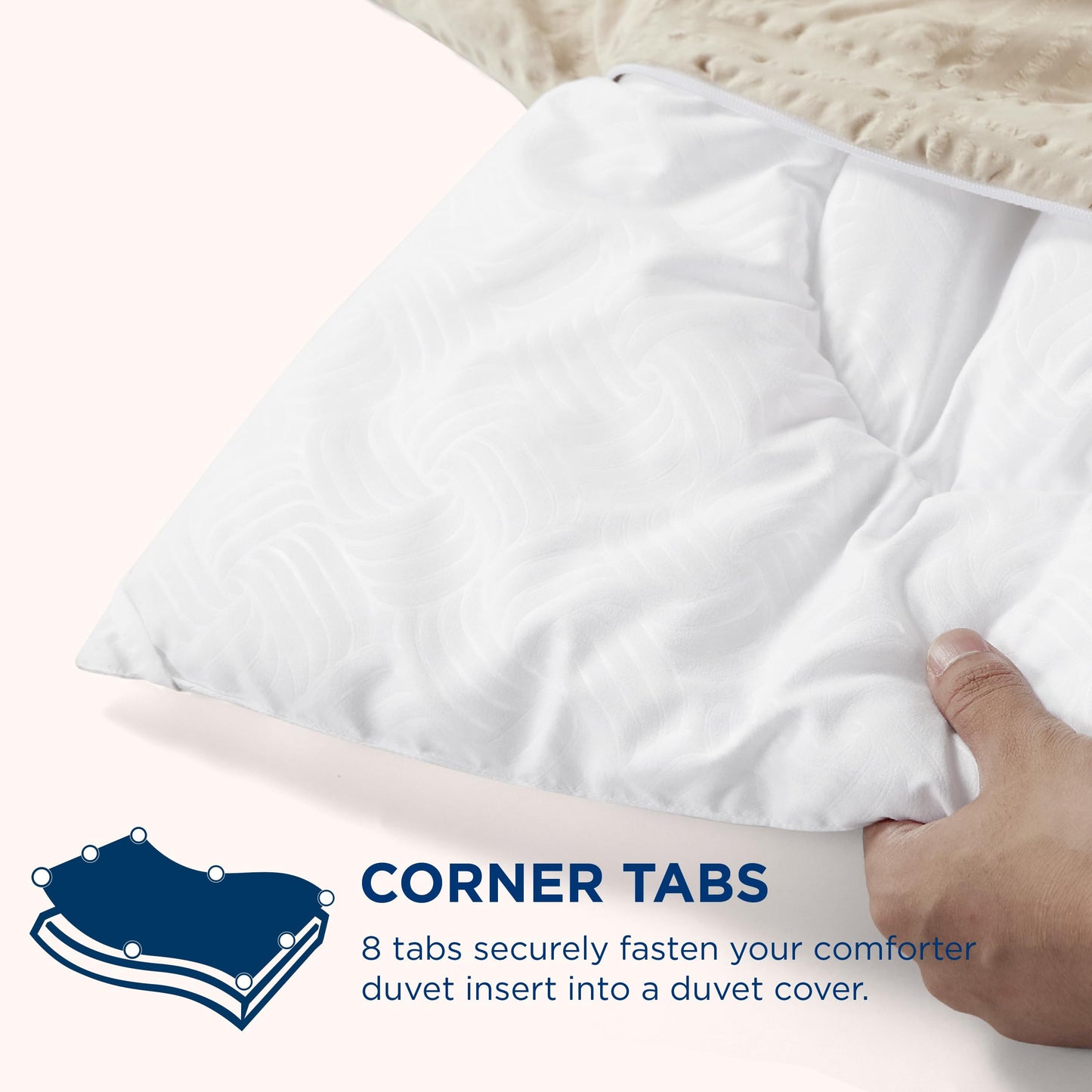 Bedsure Comforter Duvet Insert - Quilted Comforters Full Size, All Season Duvet, Down Alternative Bedding Comforter with Tabs(Basket Wave White,Full 86"x82")