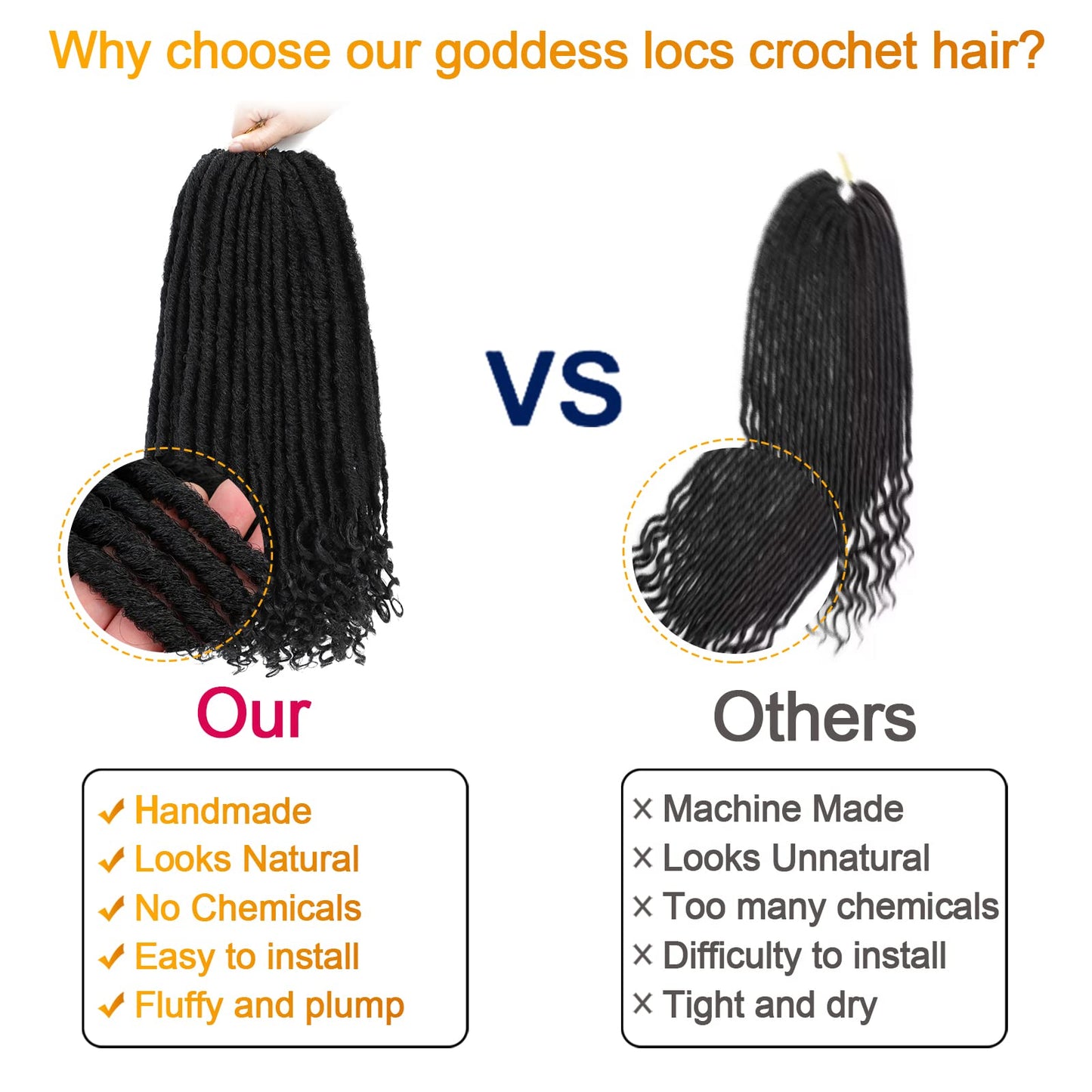 Goddess Locs Crochet Hair 6 Packs 24 Inch Straight Faux Locs Crochet Hair for Black Women, Crochet Pre-Looped Curly Hair Soft Faux Locs Synthetic Braiding Hair Extensions (24 Inch, 6 Packs, 1B#)