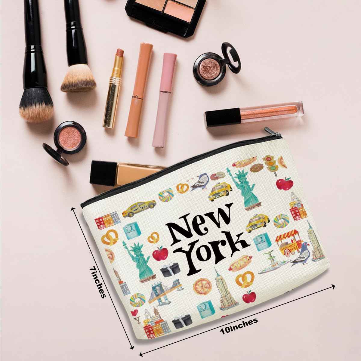 New York Travel Gift Cosmetic Bag New York Souvenir Makeup Bag Girls Trip Gifts Favors City Themed Gifts for Traveler Sister Bestie Friendship Anniversary Birthday Christmas Bachelorette Party Favors