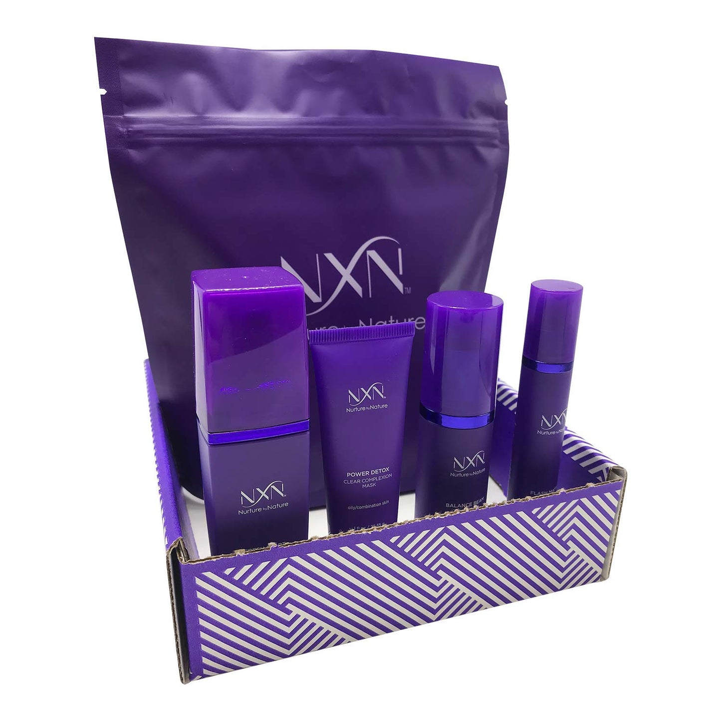 NxN Oil Control System - Set with Kaolin Clay Face Mask, Mattifying Primer, Cleansing Face Wash, & Daily Moisturizer - Oily Skin Sebum Control Kit for Men & Women