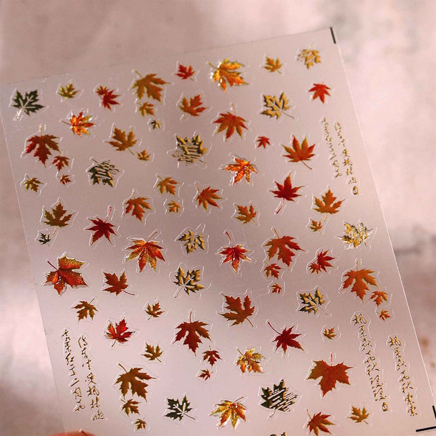 JMEOWIO 3D Embossed Fall Autumn Nail Art Stickers Decals Self-Adhesive 5D Maple Leaf Thanksgiving Nail Supplies Nail Art Design Decoration Accessories 1 Sheets