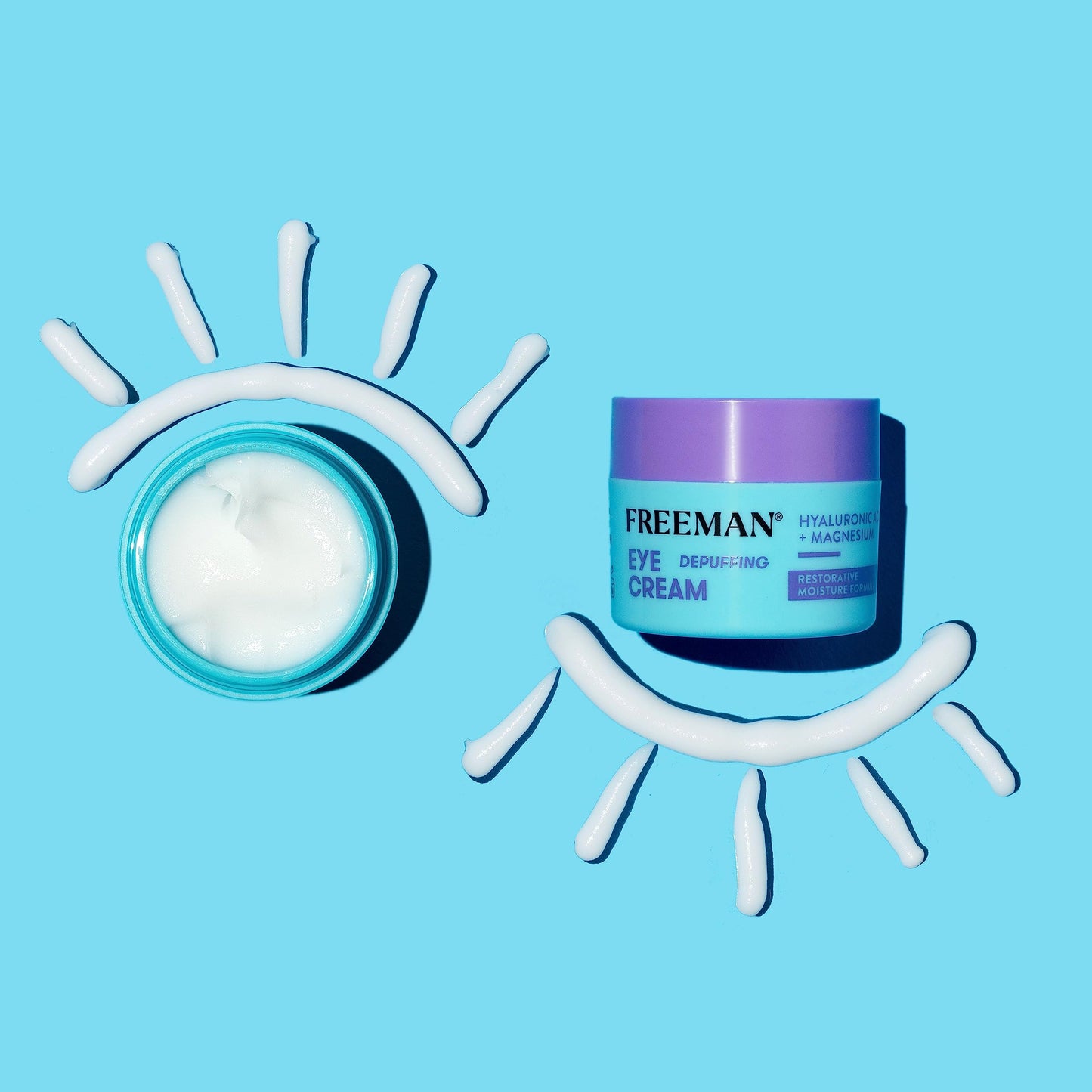 Freeman Restorative Moisturizing & Depuffing Eye Cream + Overnight Leave-On Treatment, For Dull & Tired Eyes, Brightens Undereye Skin, Infused With Magnesium & Hyaluronic Acid, 0.5 fl.oz./ 15 mL Jar