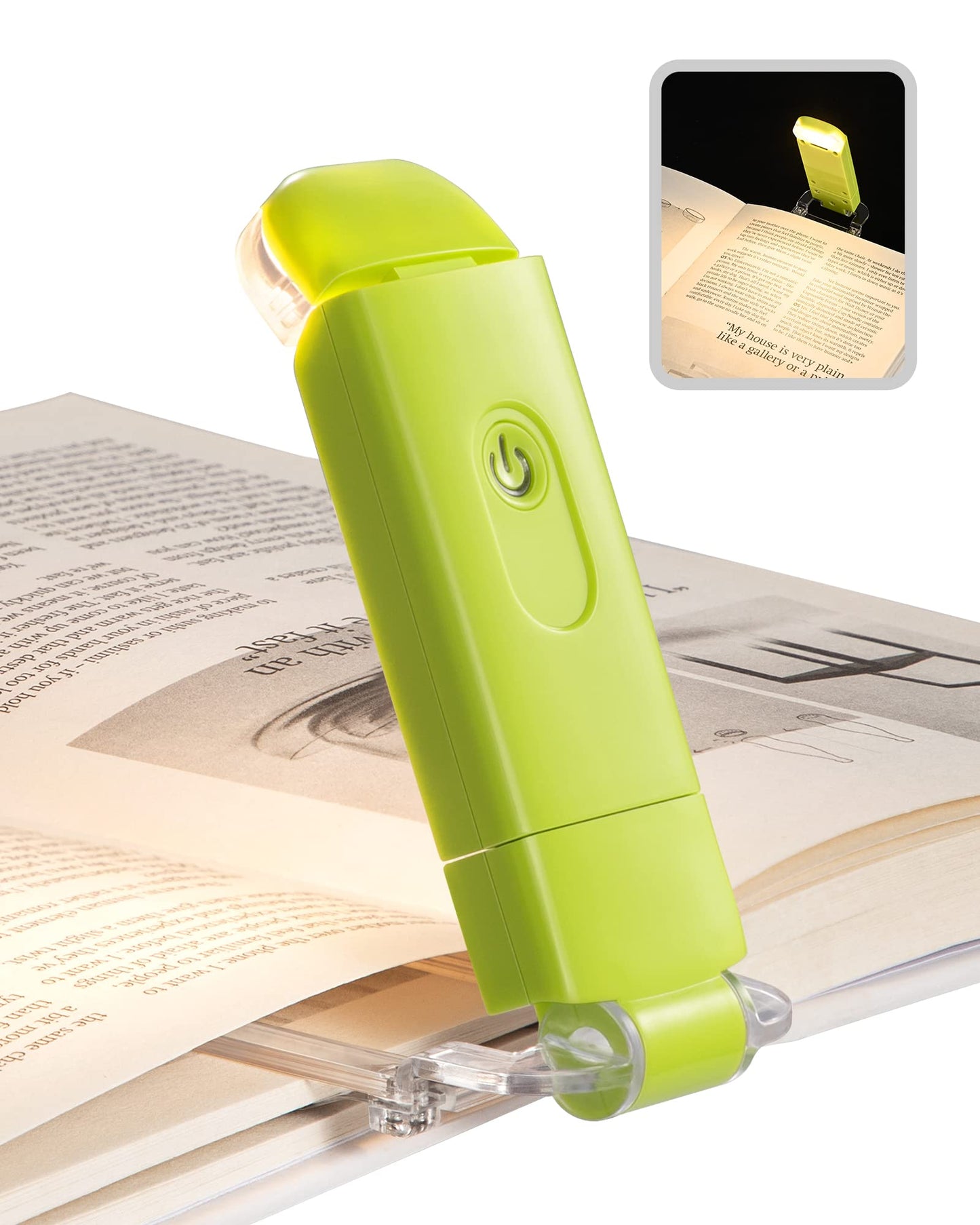 DEWENWILS USB Rechargeable Book Reading Light with Clip, LED Clip on Book Light for Reading at Night, Flexible Booklight for Kids, Warm White, Brightness Adjustable for Eye Protection (Green)