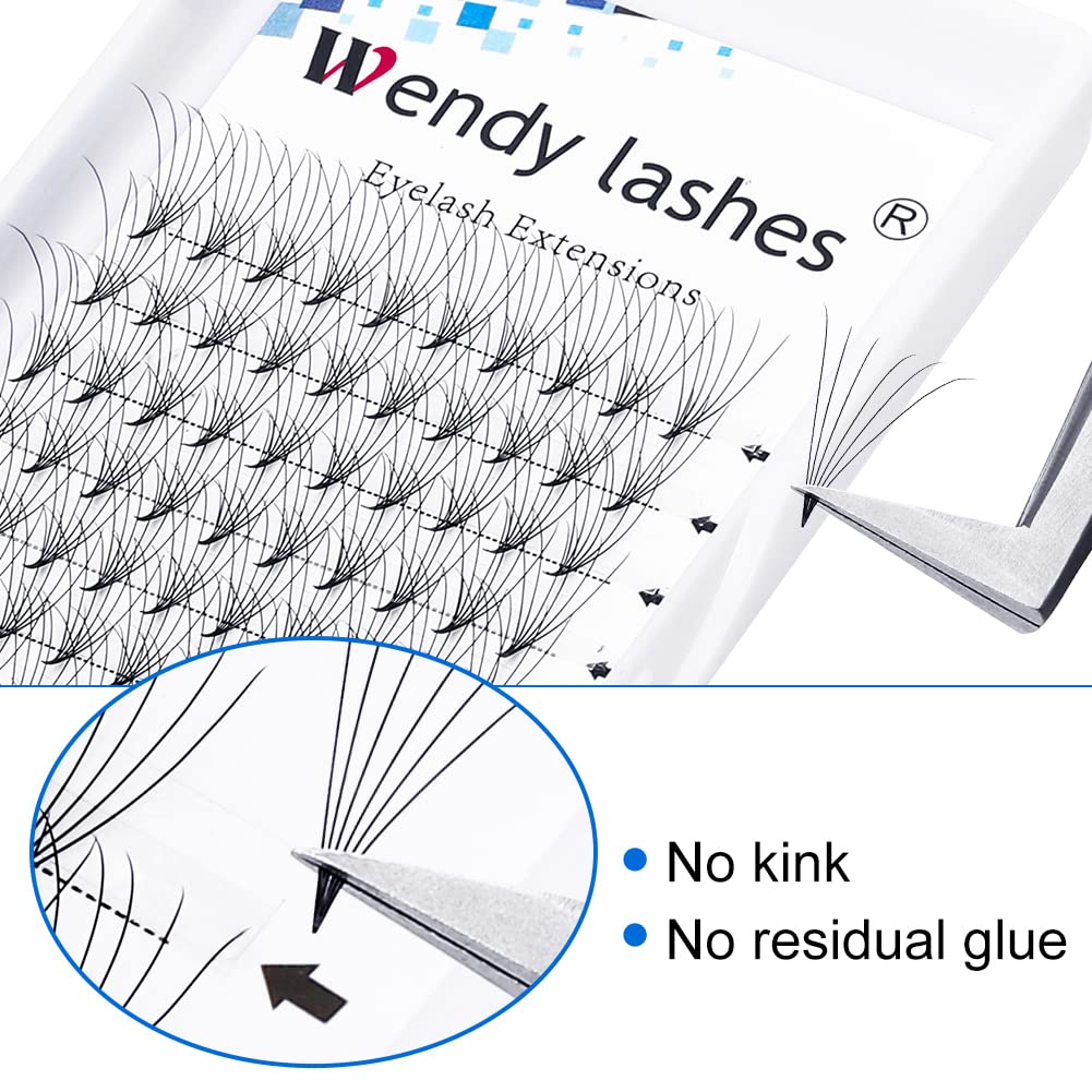 Eyelash Extension 11-18mm Length Premade Volume Eyelash Extensions Fan Lashes 6D Short Stem Premade Fans .10mm C/D Curl Russian Volume Lashes(6D-0.07-D, 16mm）