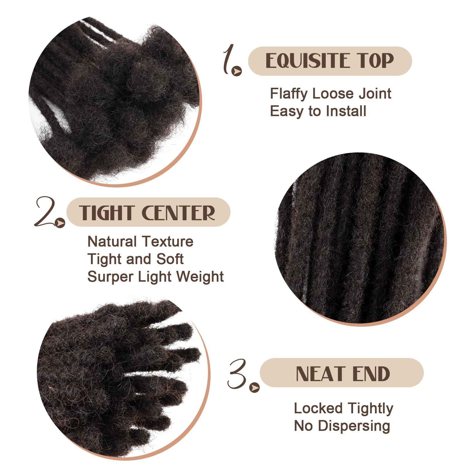 IIFLYDSFA 0.2cm Thickness loc Extensions Human Hair for Men/Women 14 Inch 20 Strands Human Hair Dreadlock Extensions Can Be Dyed and Bleached Soft Dreadlocks