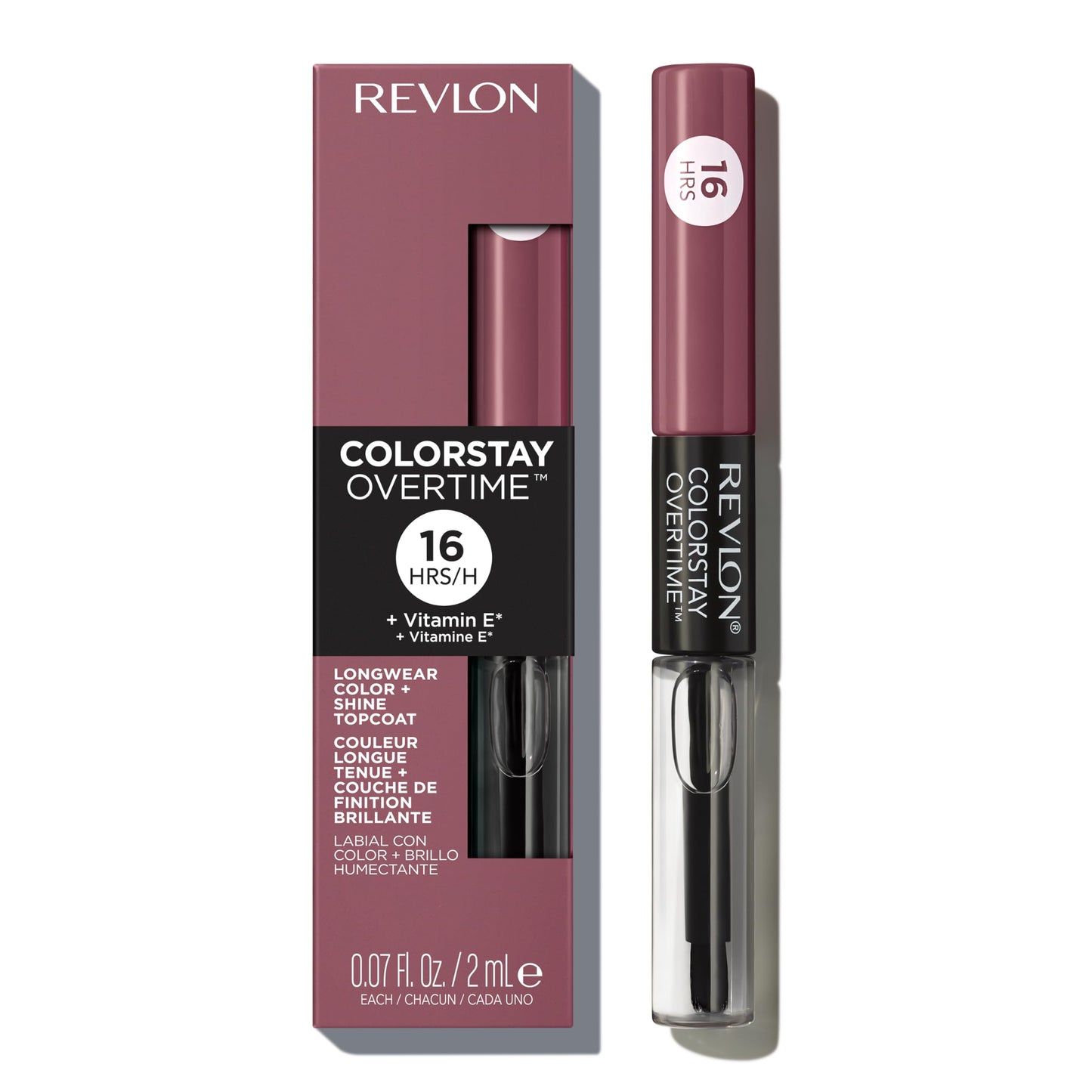 REVLON Liquid Lipstick with Clear Lip Gloss, ColorStay Overtime Lipcolor, Dual Ended with Vitamin E, 370 Everlasting Rum, 0.07 Fl Oz (Pack of 1)