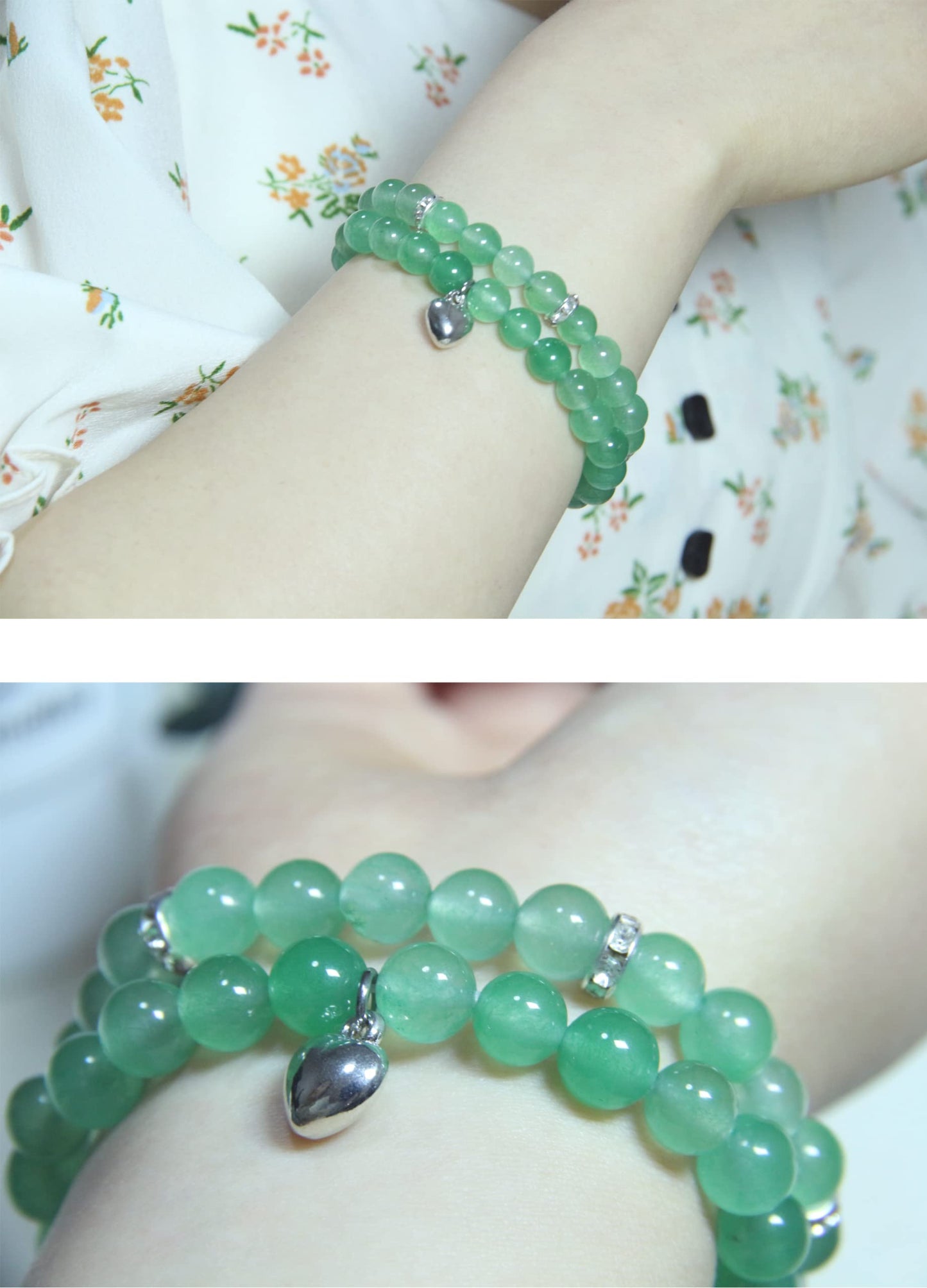 Healing Bracelets for Women - Green Aventurine Bracelet - Healing Prayers Crystal Bracelet, 8mm Natural Stone Anti Anxiety Stress Relief Yoga Beads Get Well Soon Gifts