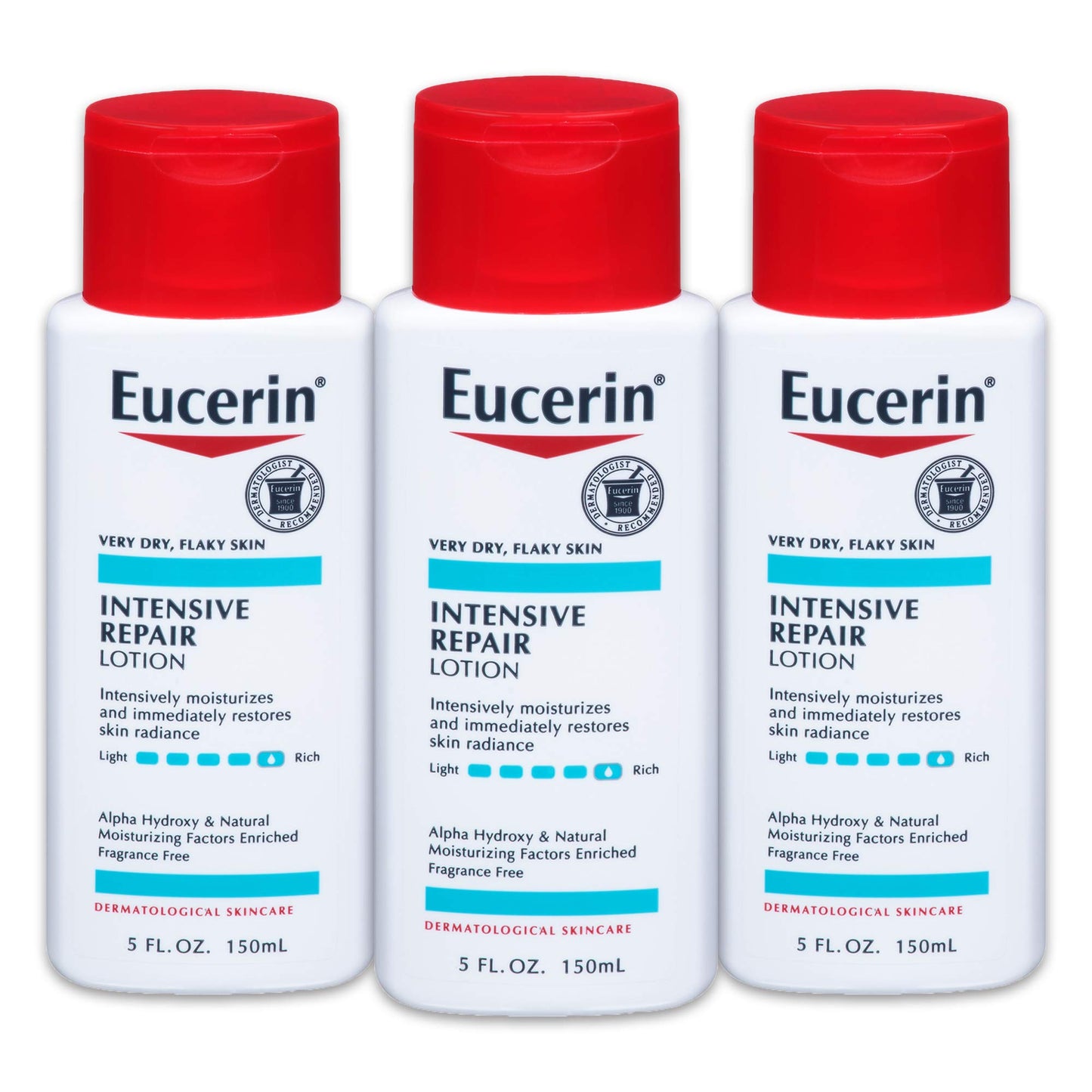 Eucerin Intensive Repair Lotion - Rich Lotion for Very Dry, Flaky Skin - 5 fl. oz. Bottle (Pack of 3)