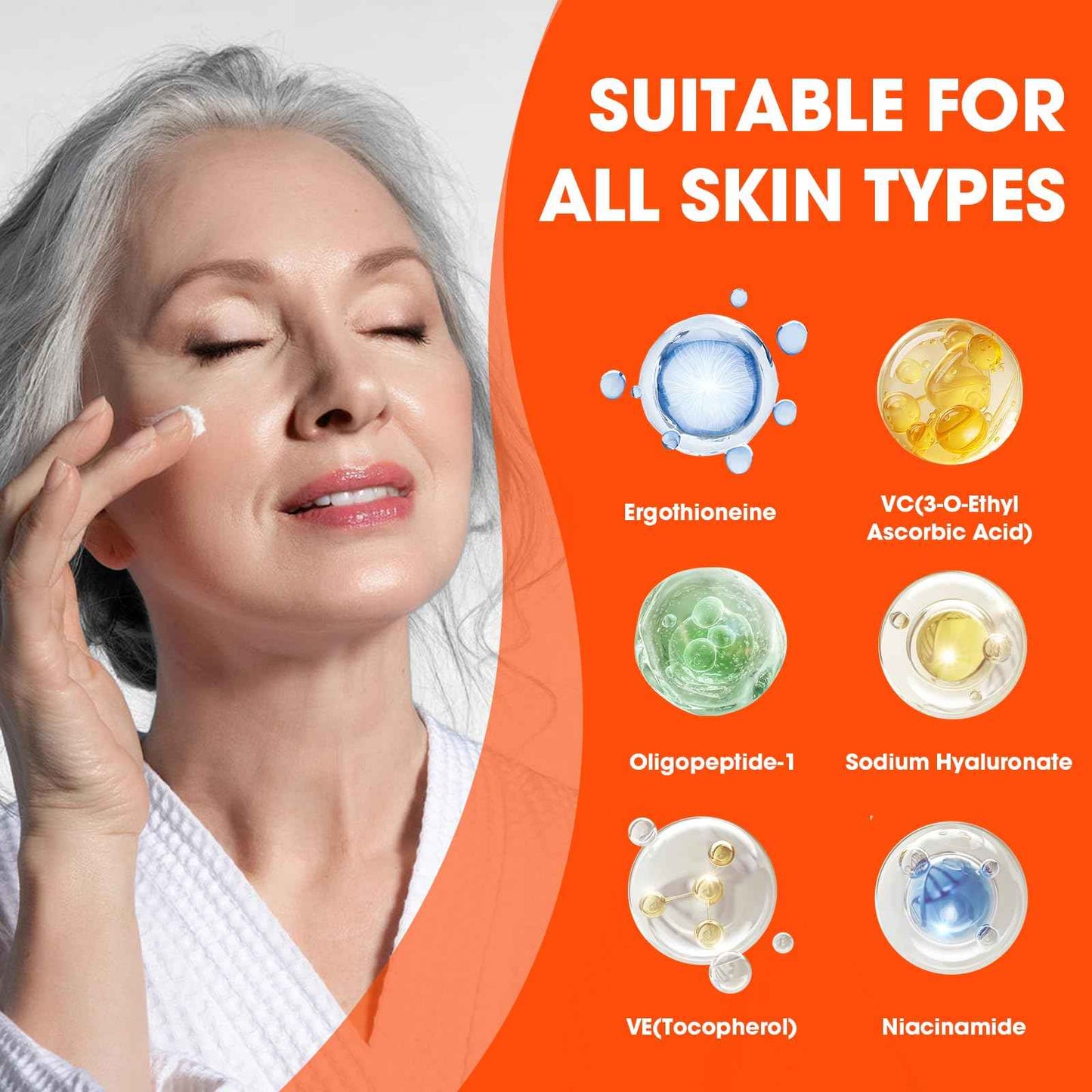 Super Vitamin C Serum for Women over 70, All-In-One Total Package Face Serum for Mature Skin, Hydrating, Lifting, Anti-Aging Reduce Wrinkles Age Spots