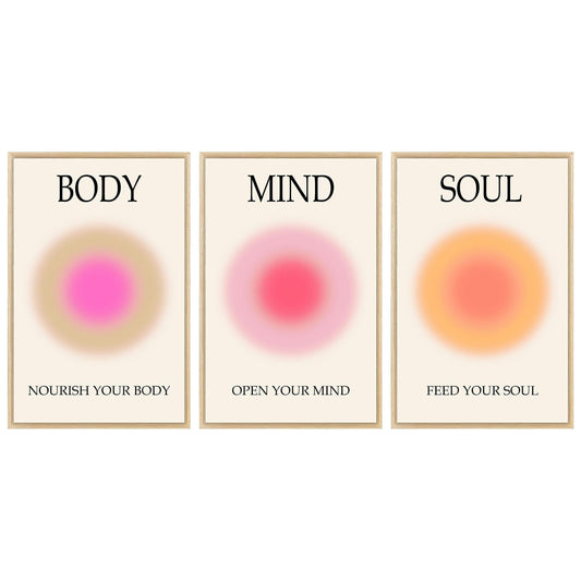 Mind Body Soul Print Positive Aura Posters For Room Aesthetic, Colorful Aura Poster Energy Wall Art Minimalist Print Aesthetic Wall Decor Posters for Bedroom Energy Spiritual 11x17 LAMINATED, No Frame