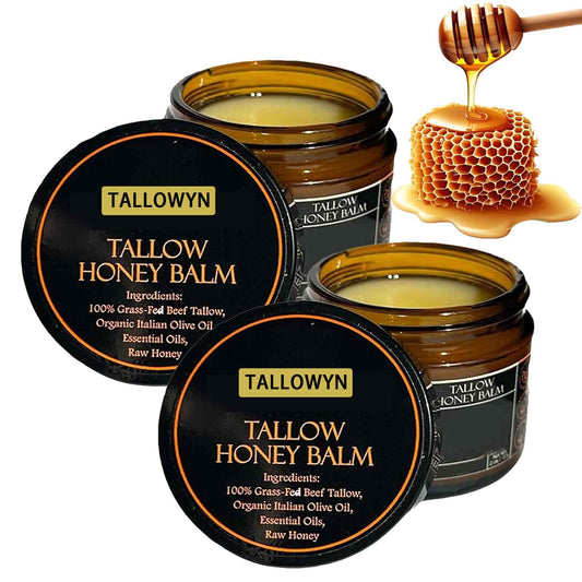 Grass-Fed Beef Tallow Balm with Raw Honey, Beef Tallow and Honey Balm for Face and Body, Natural Soothing Moisturizing, Deep Nourishing, 4.23oz / 120g