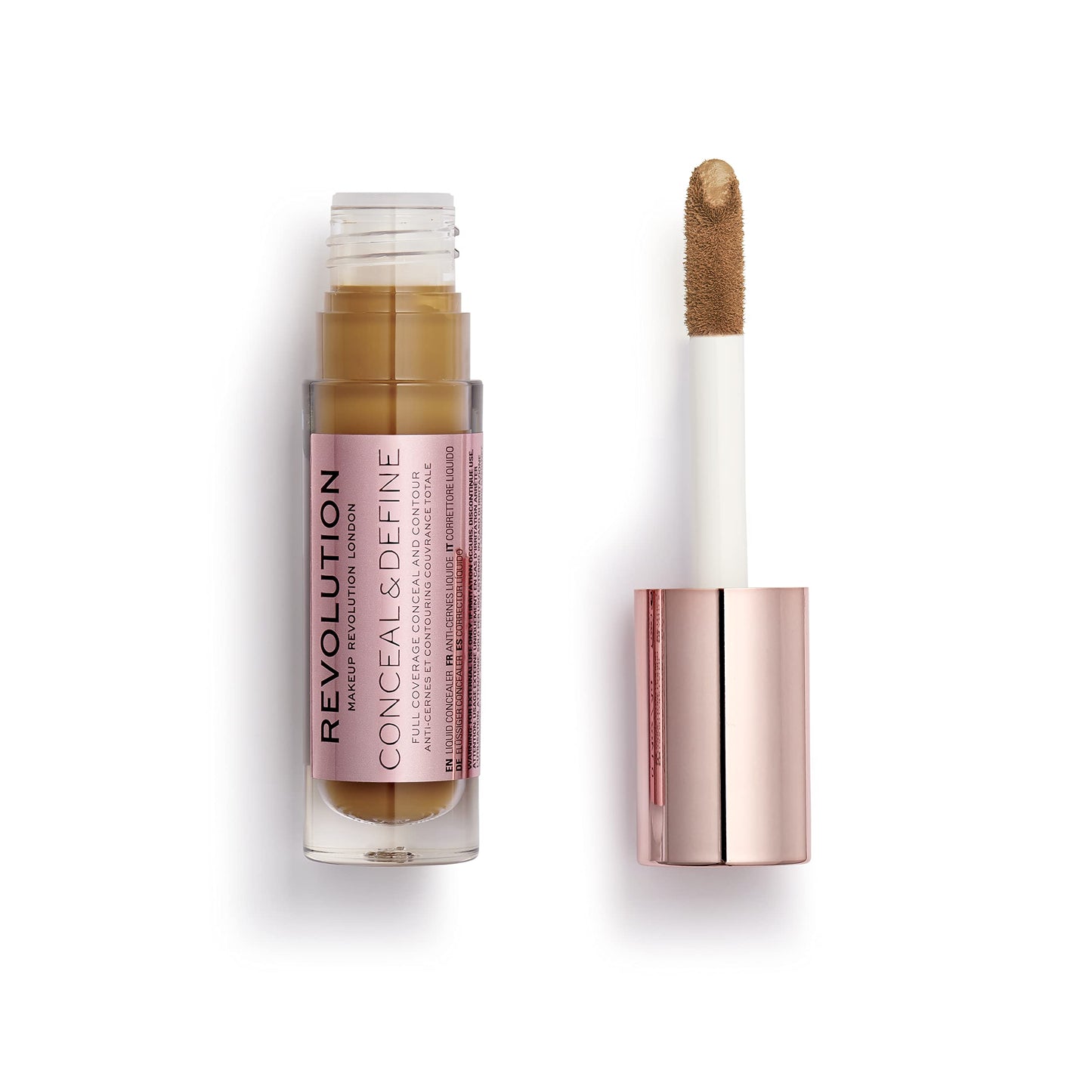 Makeup Revolution Conceal & Define Concealer, Full Coverage Makeup Concealer, Matte Finish & Long Wear,For Dark or Deep Skin Tones, Vegan, C13.2, 4ml