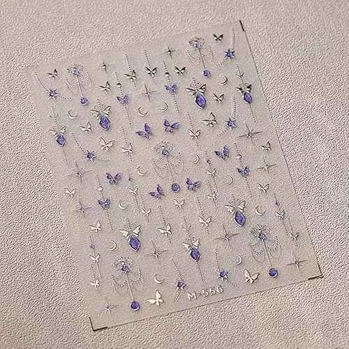 Gold Butterfly Nail Art Stickers 5D Embossed Butterfly Nail Decals Puper Green Bronzing Silver Butterflys Nails Design Self Adhesive Nails Art Supplies for Women Nails Decoration