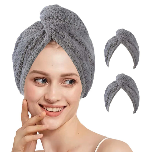 2 Pcs Microfiber Hair Towel,Hair Towel Wrap for Women,Plopping Towel Curly Hair,Head Towels Wrap for Women,Hair Wrap for Hair Drying,Hair Turbans for Wet Long Hair,Hair Turban,Shower Hair Wraps