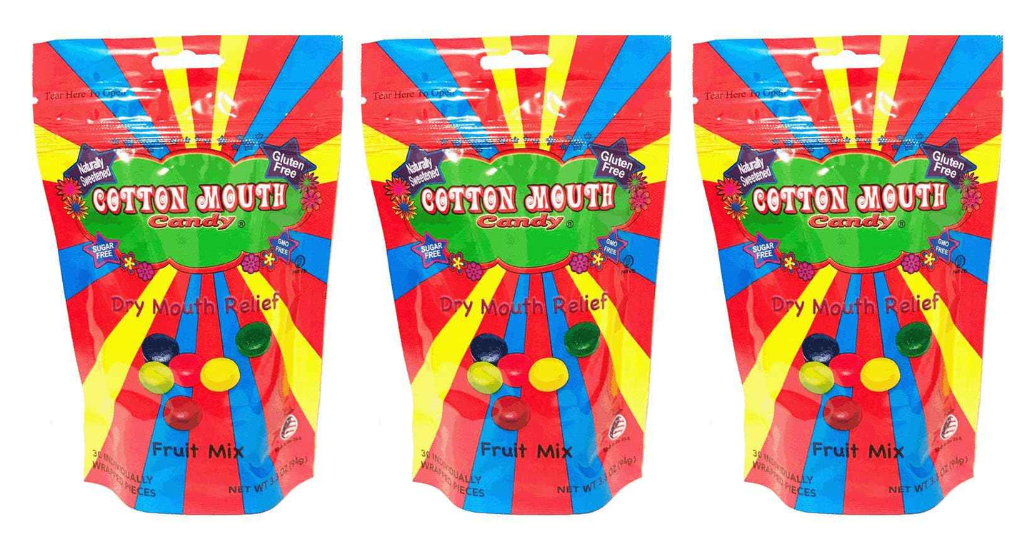 Cotton Mouth Candy Dry Mouth Relief Fruit Mix 3.3 Ounce Bag (3 Bags)