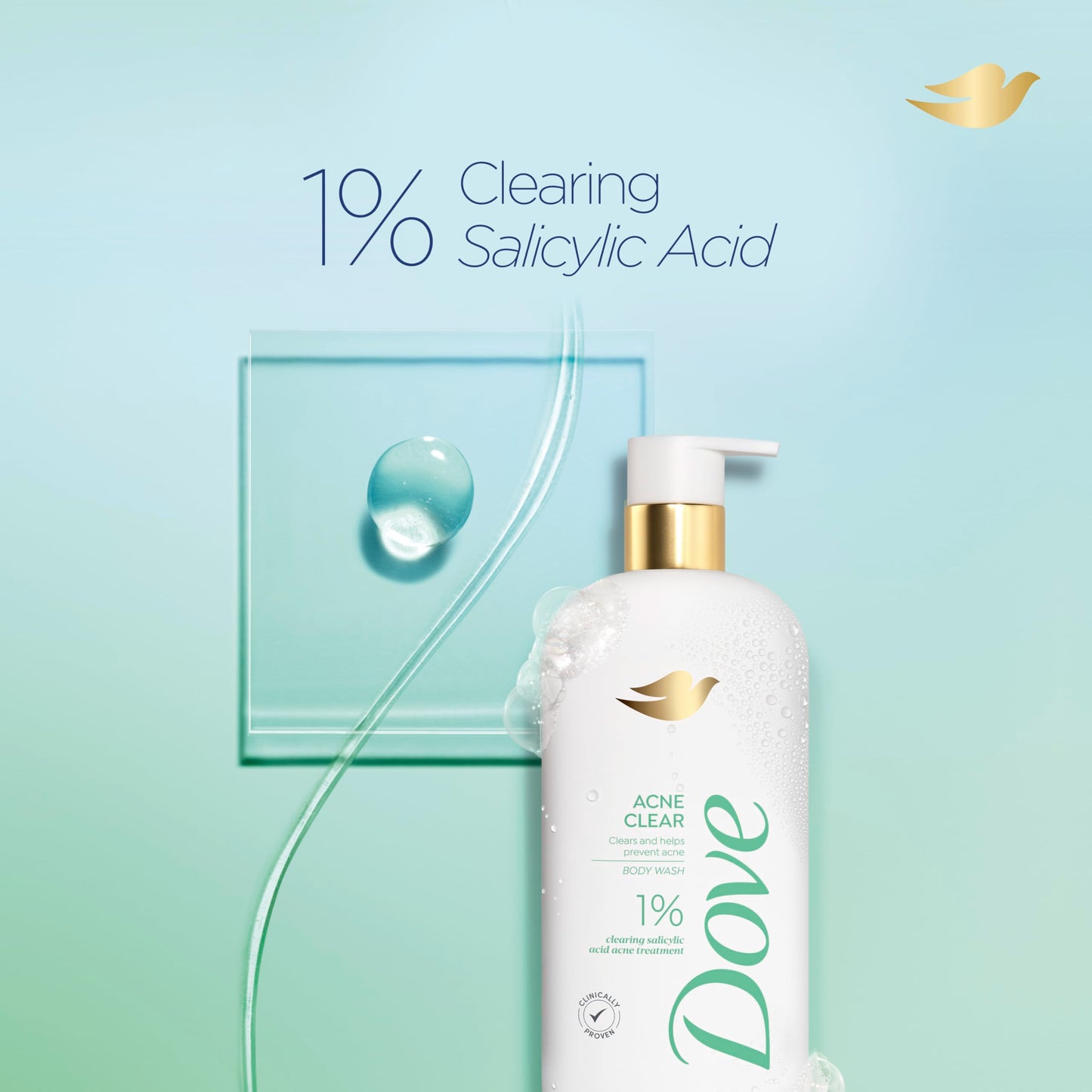 Dove Body Wash Acne Clear Clears & helps prevent acne 1% clearing salicylic acid acne treatment 18.5 oz