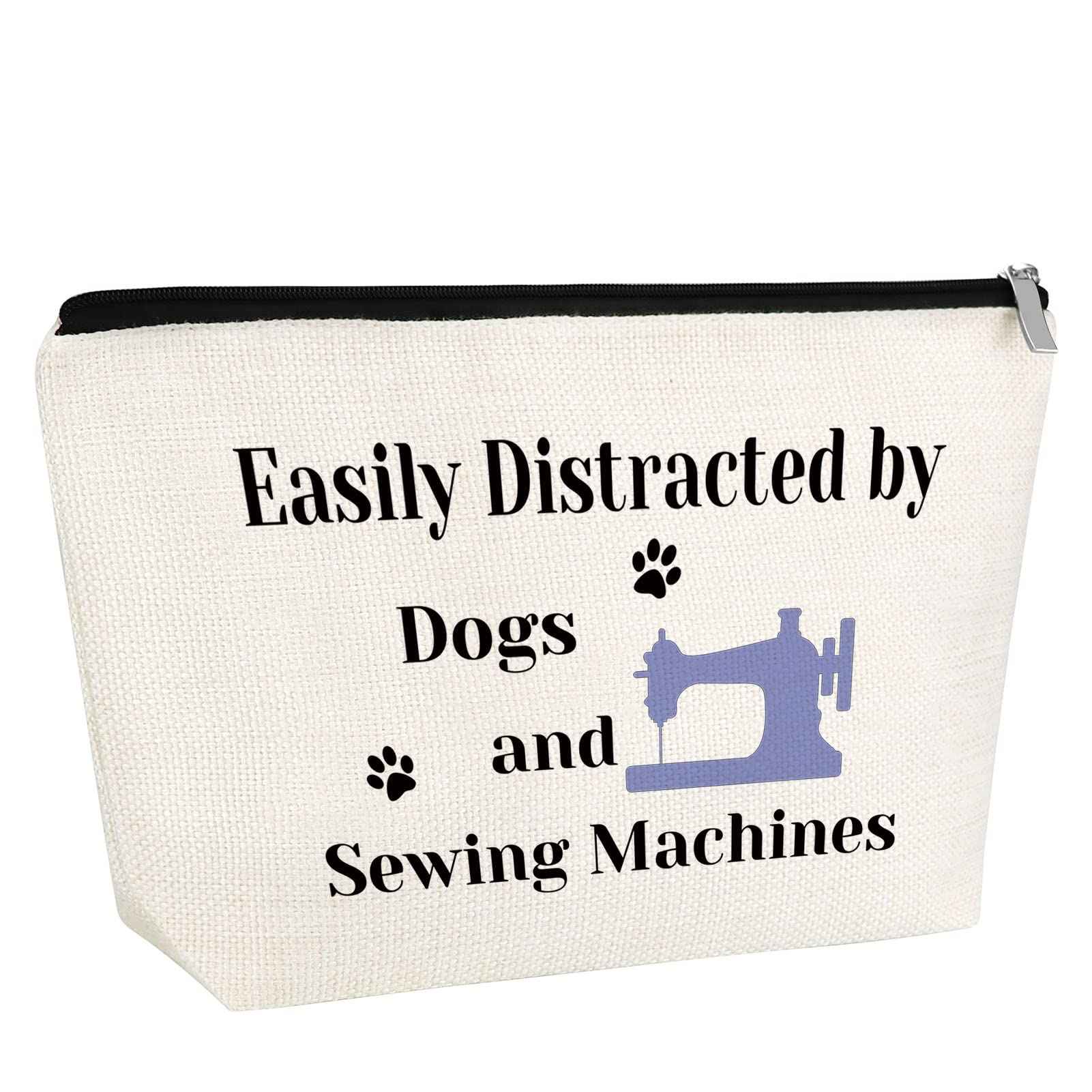 Gfhzdmf Sewing Gift for Women Quilter Gifts for Dog Lover Makeup Bag Seamstress Gift for Sewers Cosmetic Bag Sewing Machine Gifts for Dog Mom Owner Quilters Travel Pouch