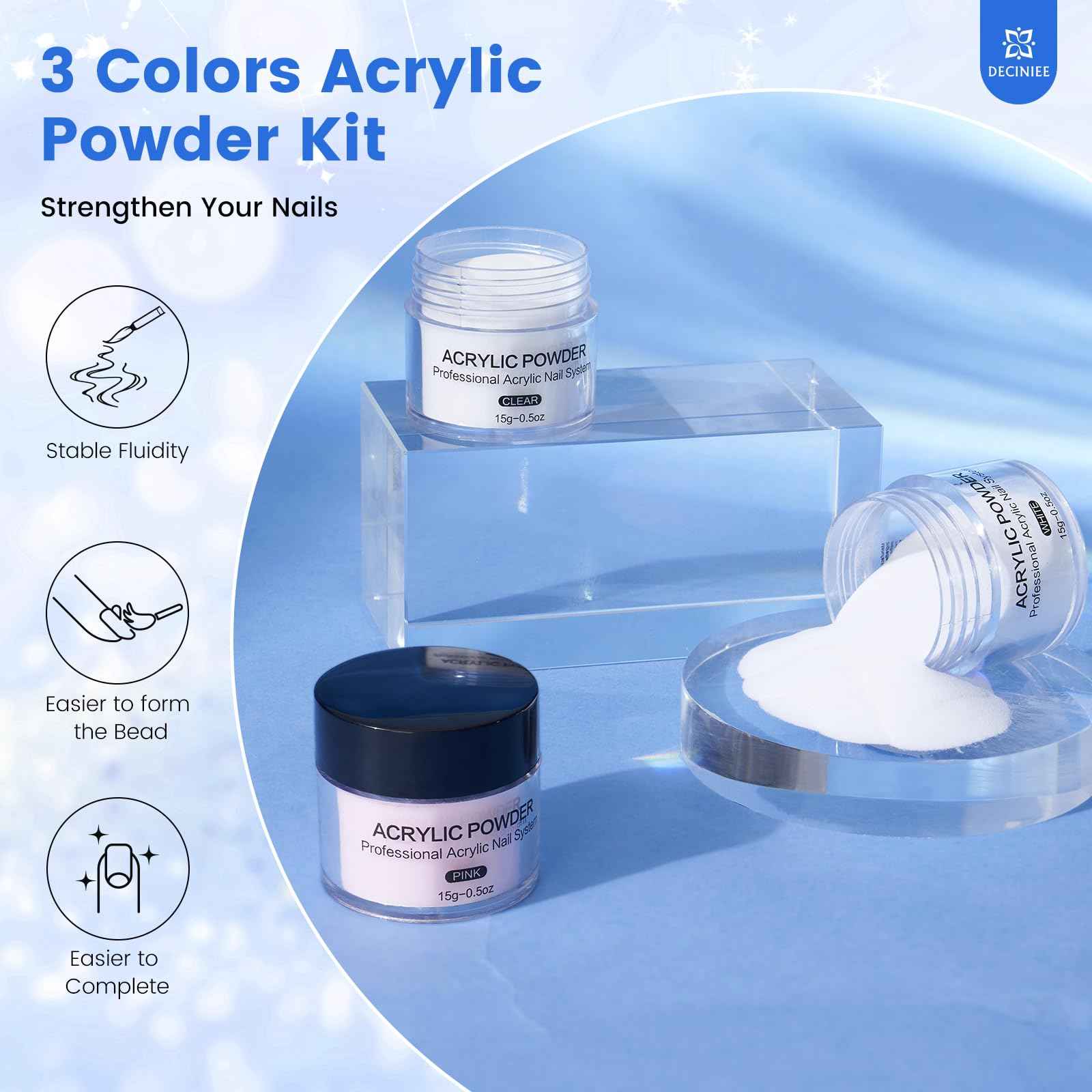 Nail Kit for Beginners with Everything: Professional Nail Acrylic Powder Liquid Set with Practice Finger Drill U V Light in Makeup Bag for Women Salon Home (Silver)