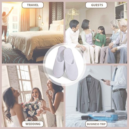 Anmerl 10 Pairs Disposable Hotel Slippers - Bulk Guest House Shoes for Spa, Wedding, Travel, Universal Size, Non-Slip, Washable with Individual Packaged
