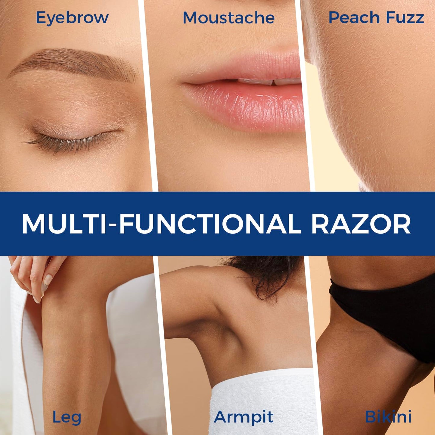 ZOMCHI Eyebrow Razor, Face Razors for Women&Men, Eyebrow Trimmer with Protective Silicone Cap, Dermaplane Razor-Easy&Safe Hair Removal(Blue,11 Blades)