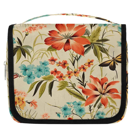 Travel Hanging Toiletry Bag for Women Men All Kinds Of Vintage Flower Butterfly Cosmetic Bag Waterproof Makeup Organizer for Accessories, Shampoo, Full Sized Container, Toiletries for Bathroom Shower