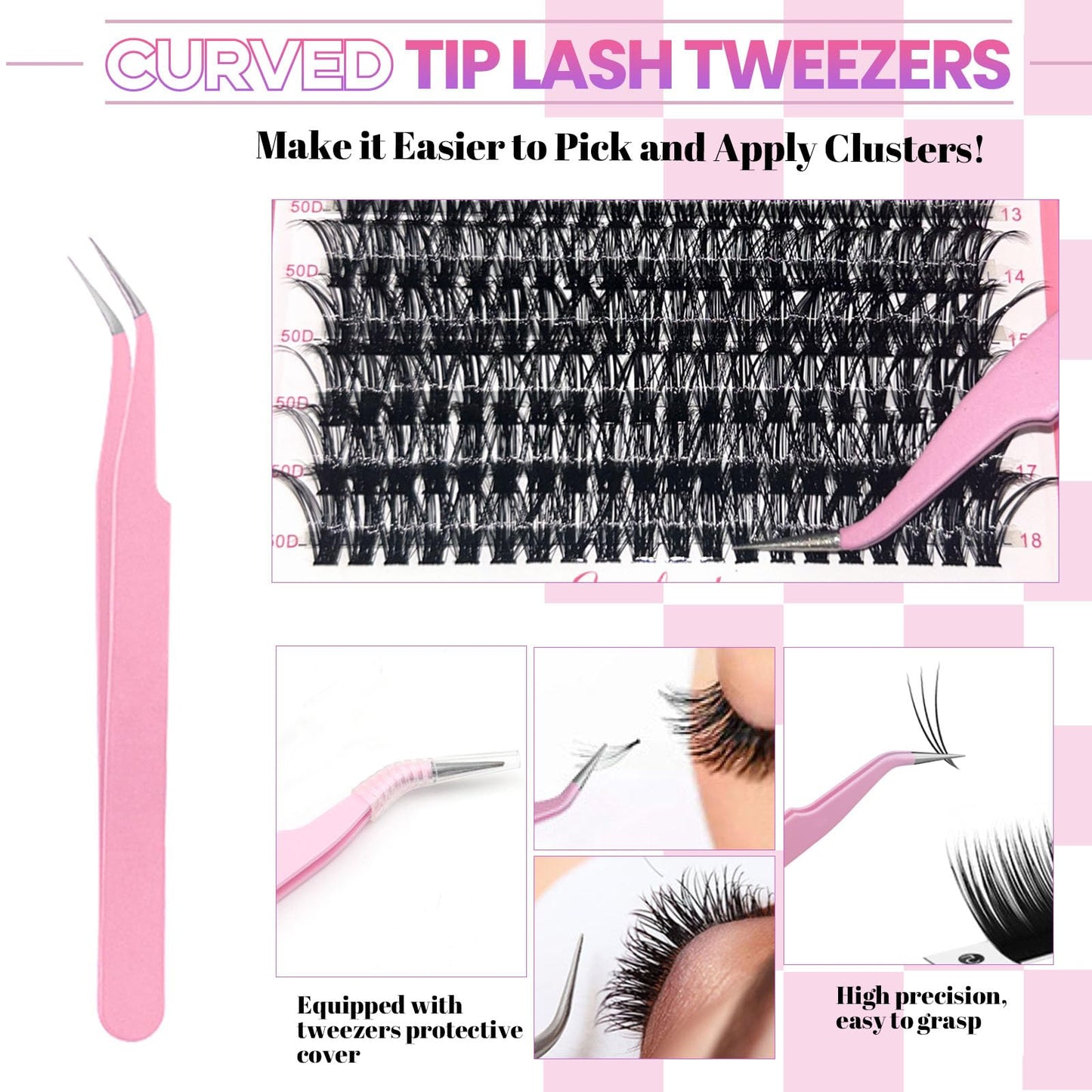 QiveaoryDIY Fluffy Lash Extension Kit 630pcs Lashes Clusters Thick D Curl Eyelash Extension Kit with Lash Bond and Seal,Eyelash Remover Tweezers Brush(10-18mm,60D+80D+100D+150D) DIY at Home