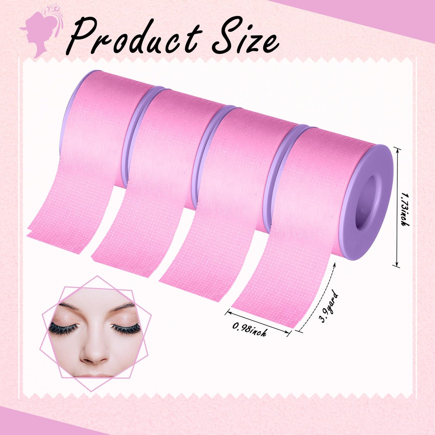 Nuanchu 4 Rolls Lash Tape for Eyelash Extensions Breathable Eyelash Tape for Extensions Adhesive Microporous Lash Extension Tape for Extension Supplies, 0.98 Inch x 3.9 Yard/Roll (Purple)