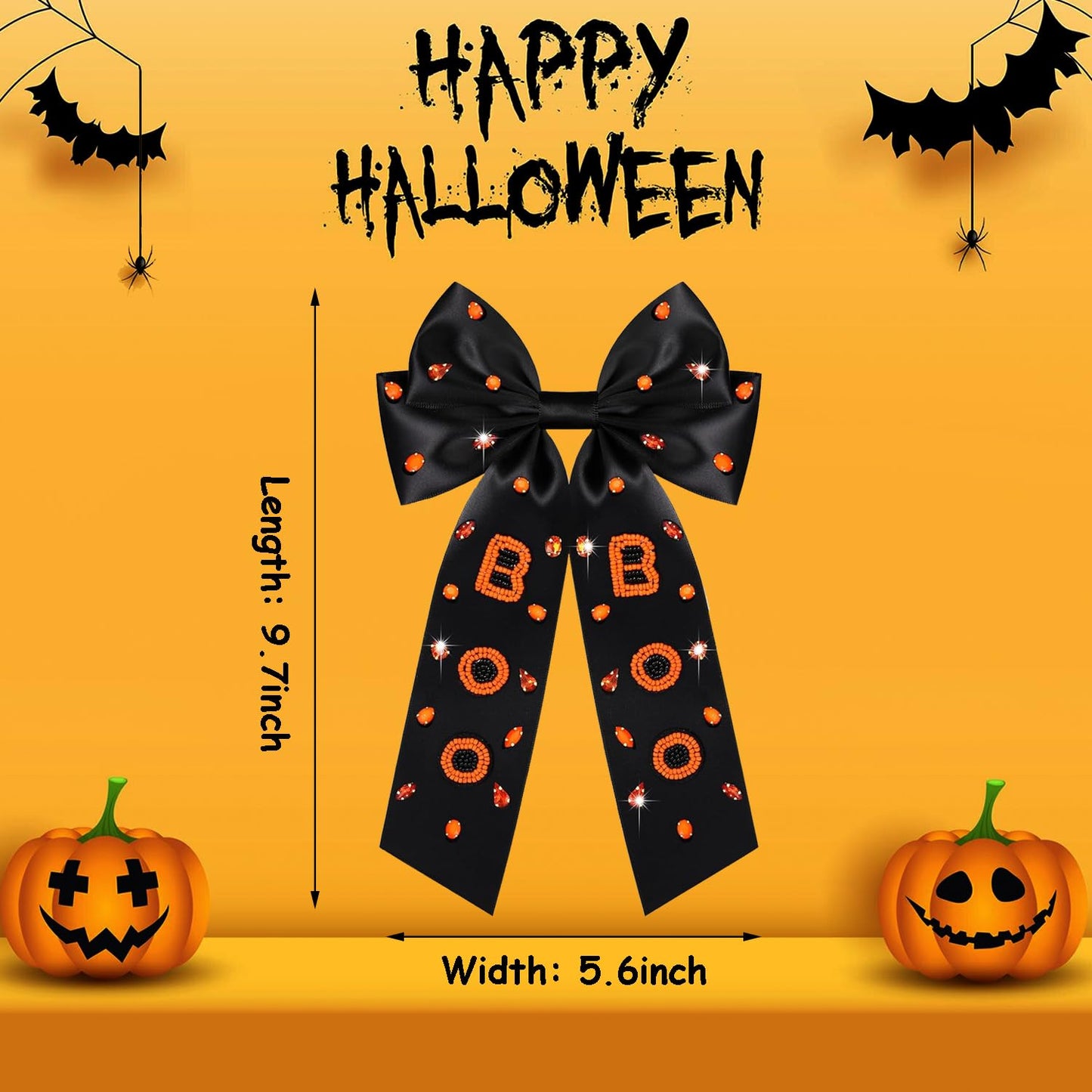 Halloween Hair Bows Accessories for Women Spooky Halloween Hair Clips Candy Corn Boo Pumpkin Ghost Hair Bows Large Orange Black Hair Ribbons Barrettes Halloween Outfits Costume Gifts (Pattern A)