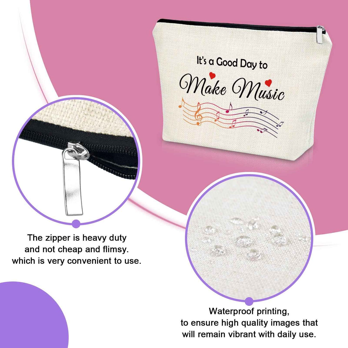 Sazuwu Music Lover Makeup Bag Cosmetic Organizers Music Teacher Appreciation Festival Gift Themed Gifts for Students Graduation Birthday Christmas