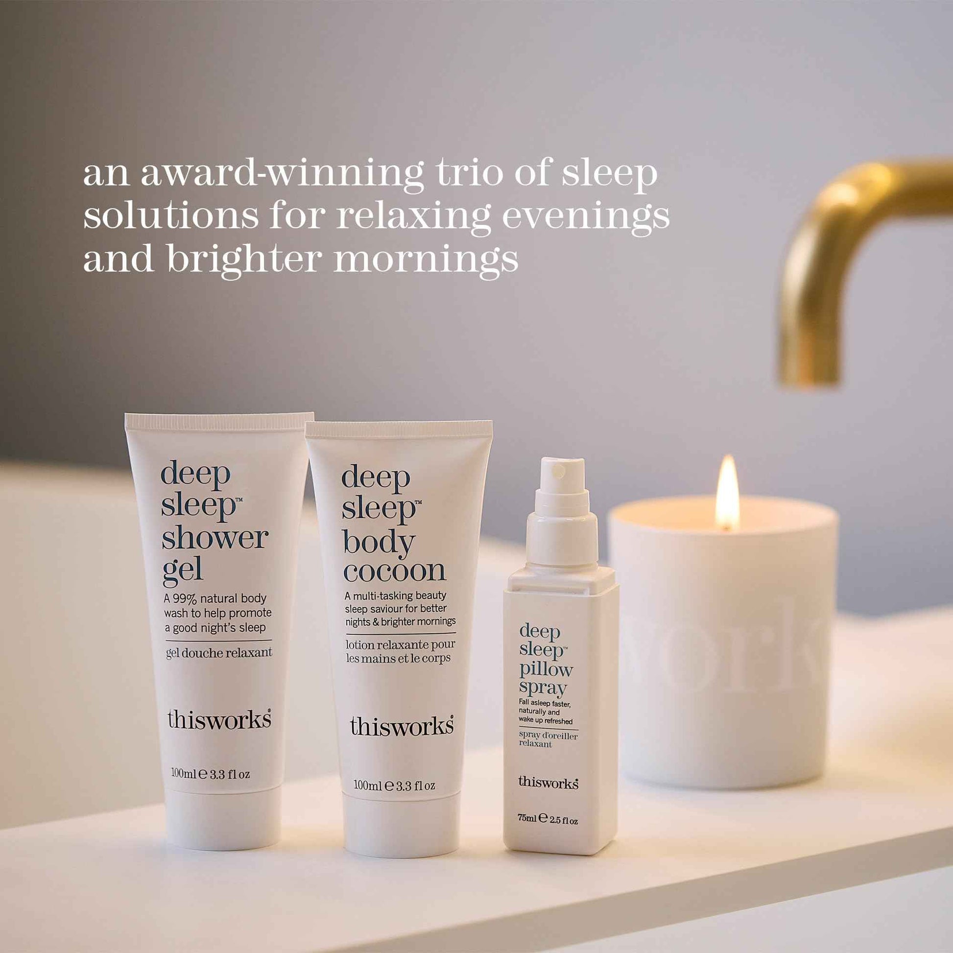 This Works Dream to Sleep Kit – Deep Sleep Pillow Spray 75ml, Shower Gel 100ml & Body Cocoon 100ml – Science-Backed Bedtime Ritual with Lavender, Chamomile & Vetivert