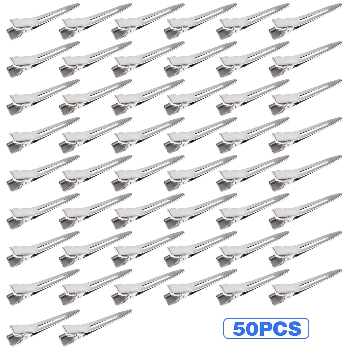 50 Pieces Silver Duck Bill Clips Metal Alligator Curl Clips Single Prong Hairclip Hairpins for Salon Styling Thick Hair Sectioning, 1.75 Inches