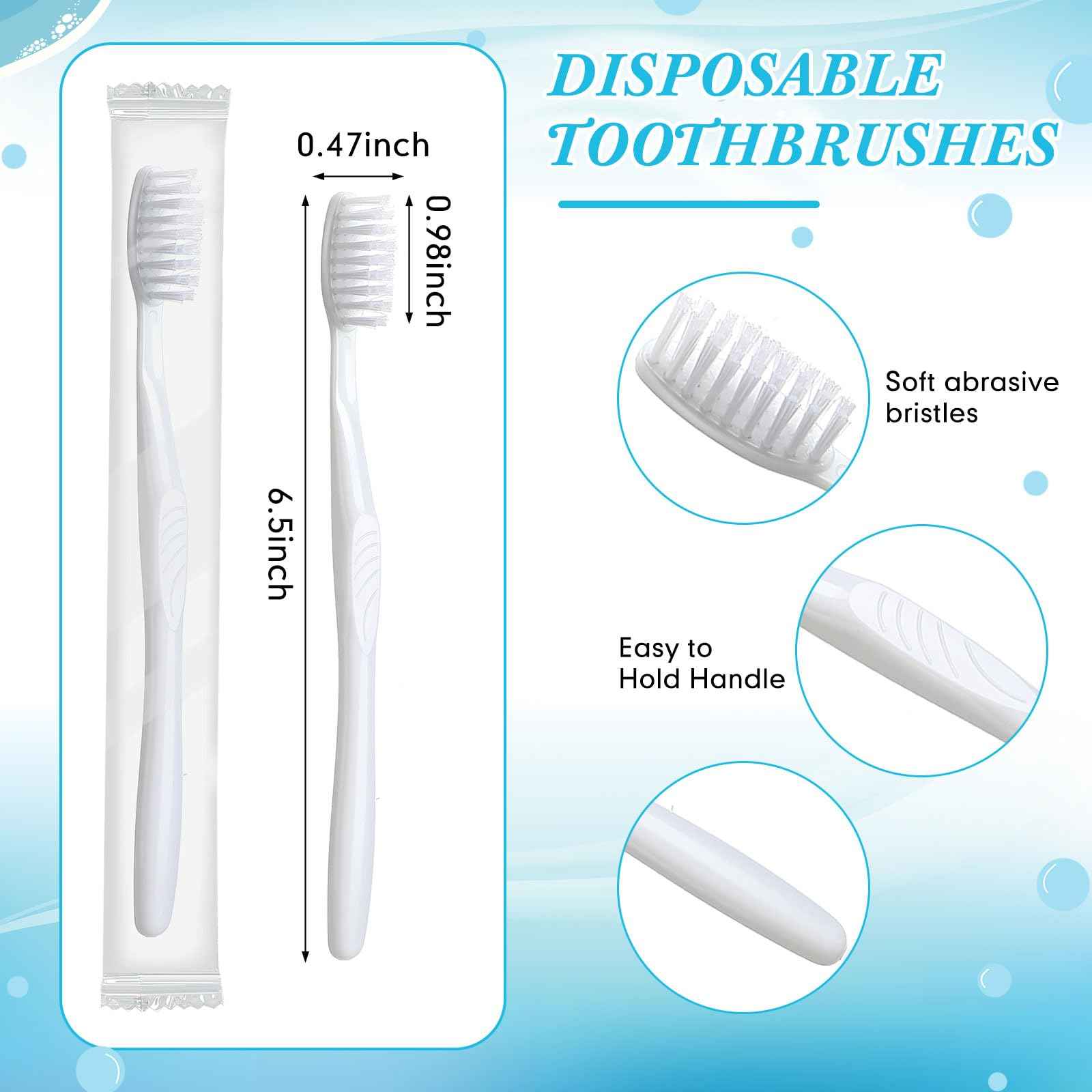 Tessco 500 Pcs Disposable Toothbrushes Individually Wrapped Soft Bristle Tooth Brush Set Travel Toothbrushes Bulk for Adults Oral Hygiene Dental Care Camping Guestroom Hotel(White)