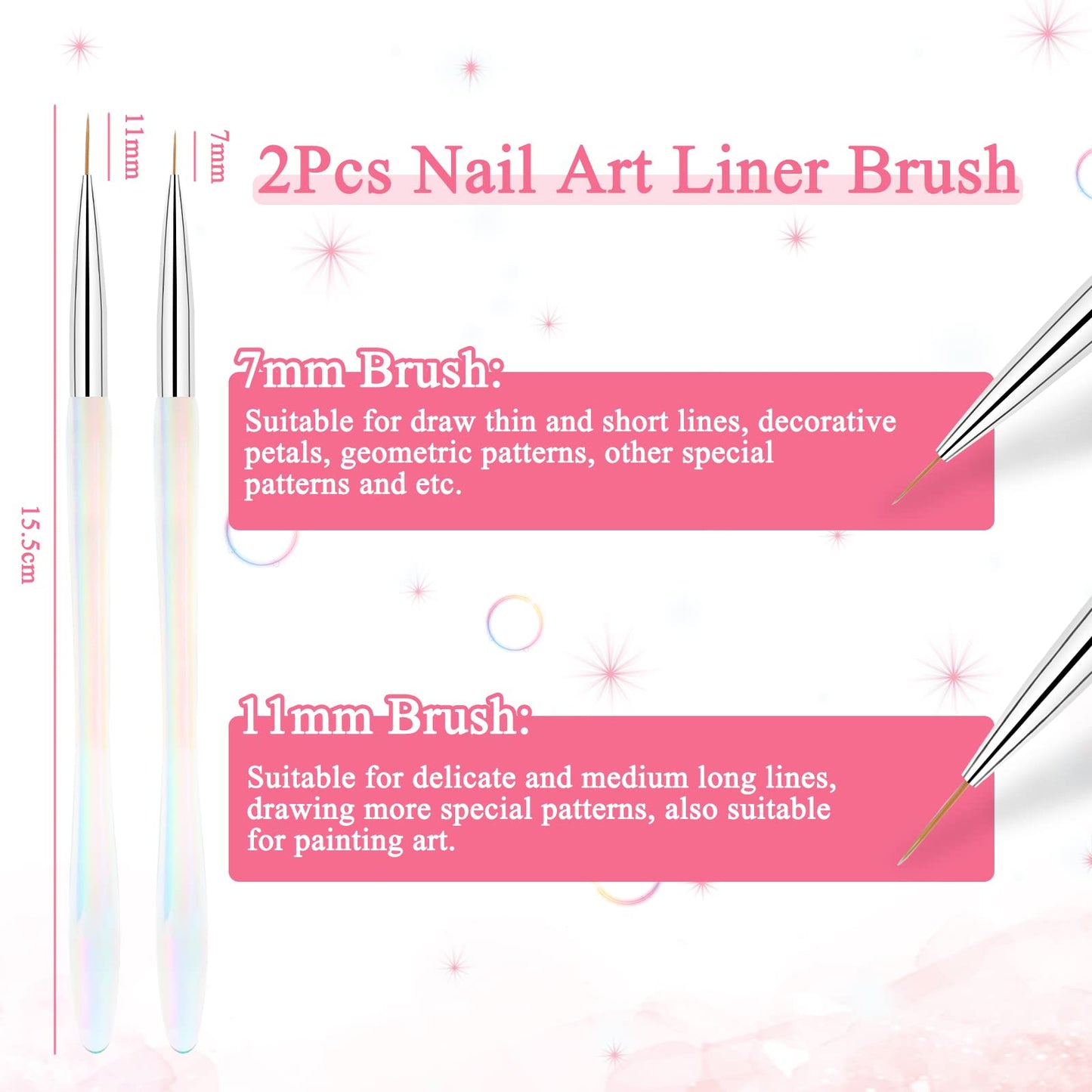 BQAN Nail Art Brushes Set, 8pcs Professional Nail Art Design Brushes With Nail Ombre Brush Gel Nail Brush Nail Art Liner Brush and Builder Gel Brush