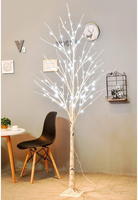 Bolylight Birch Tree 6ft 96L LED Lighted Brich Tree for Christmas Decorations for Home Bedroom Party Wedding Office Indoor and Outdoor White