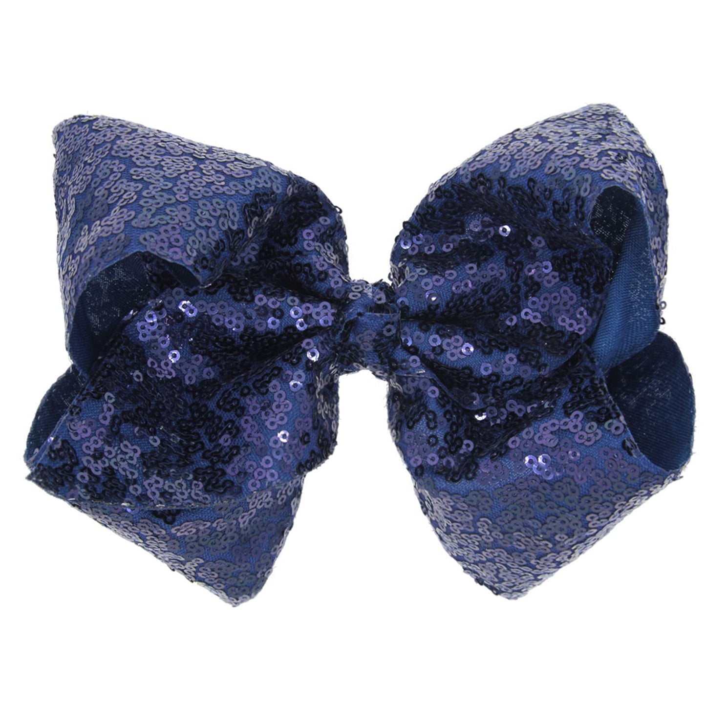 Xansema Hair Bows: 8 Inches Sequin Alligator Clips and Barrettes for Women, Teens, Girls, Kids (Navy)