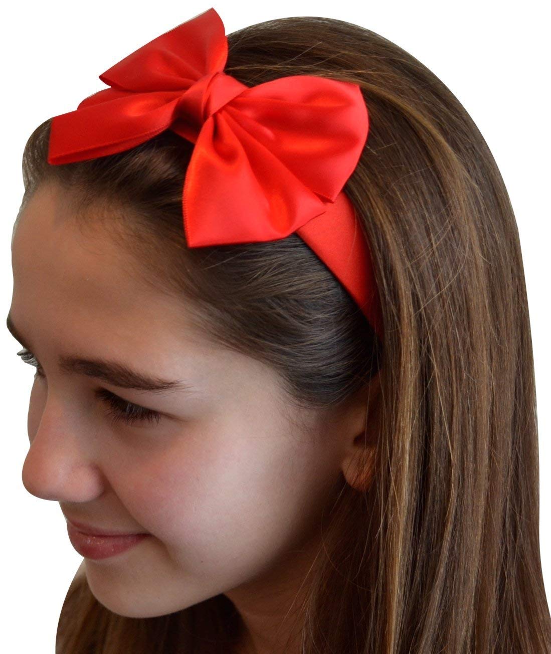 Funny Girl Designs Girls Satin BOW Arch Special Occasion Headband (BLACK)